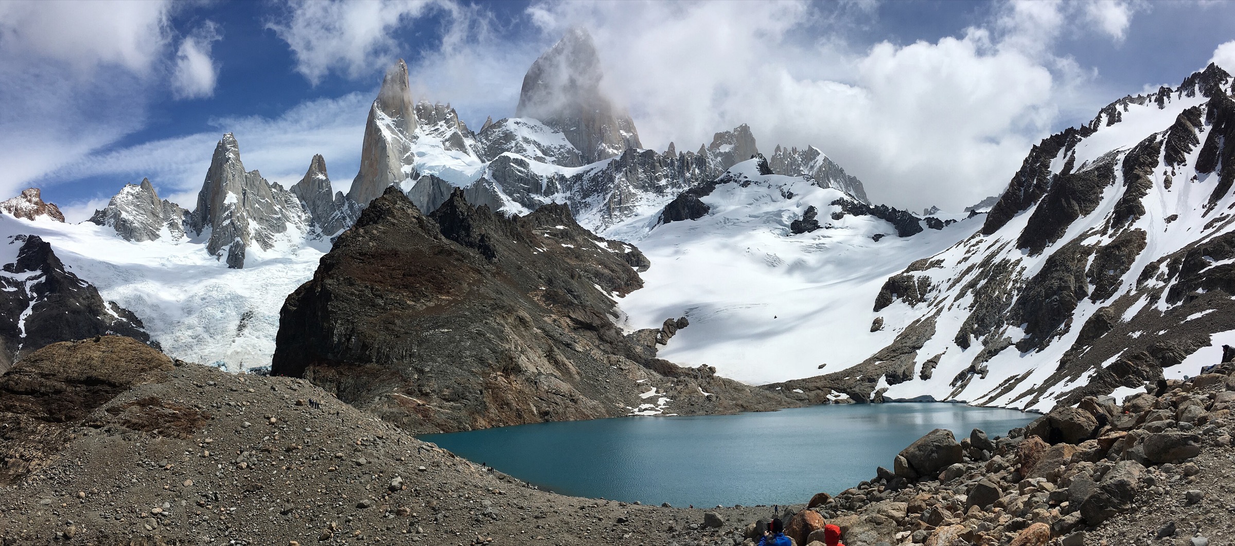 Fitz Roy massif rising above Laguna de los Tres in Los Glaciares National Park