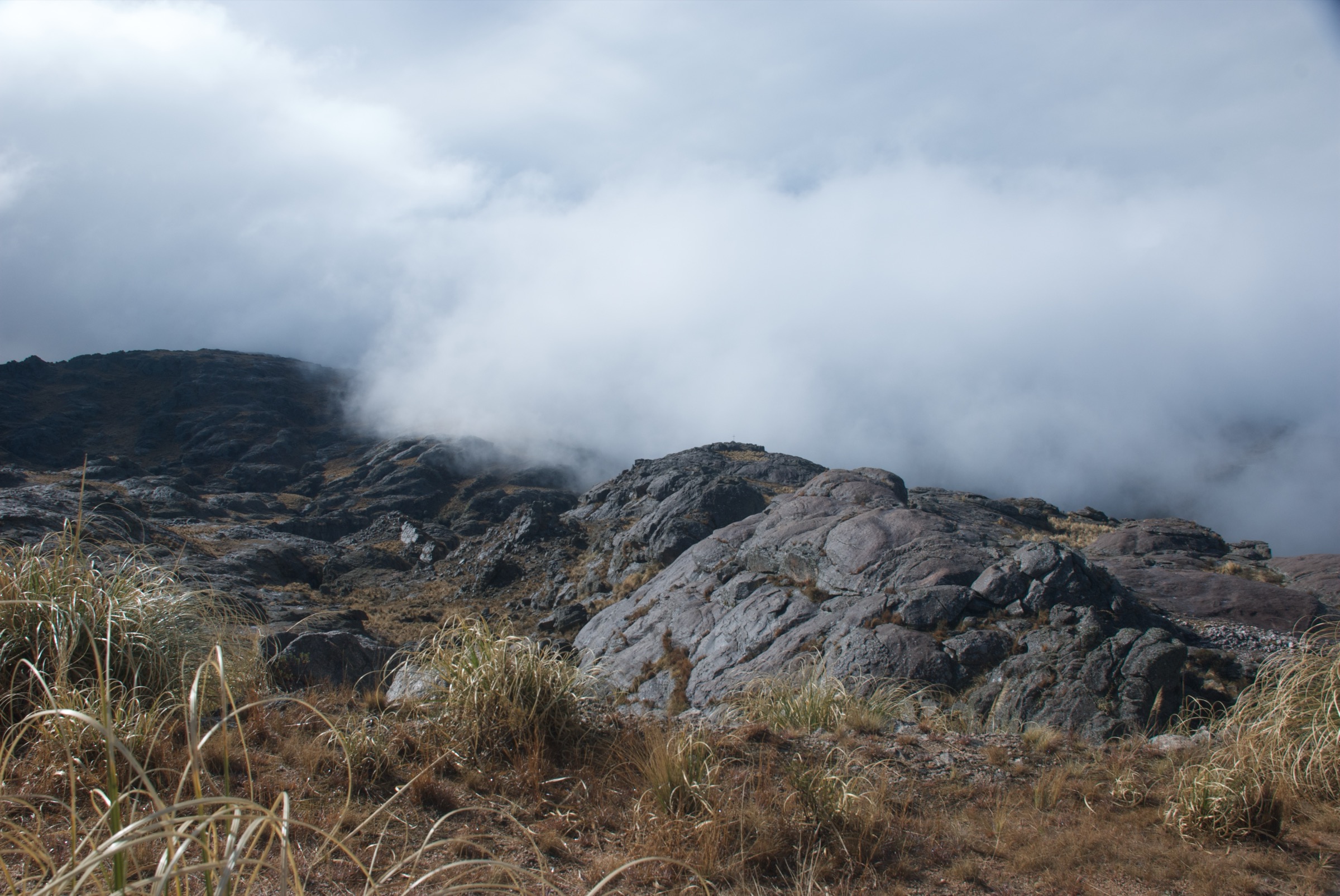 Quebrada del Condorito gorge with fog, Córdoba, Argentina