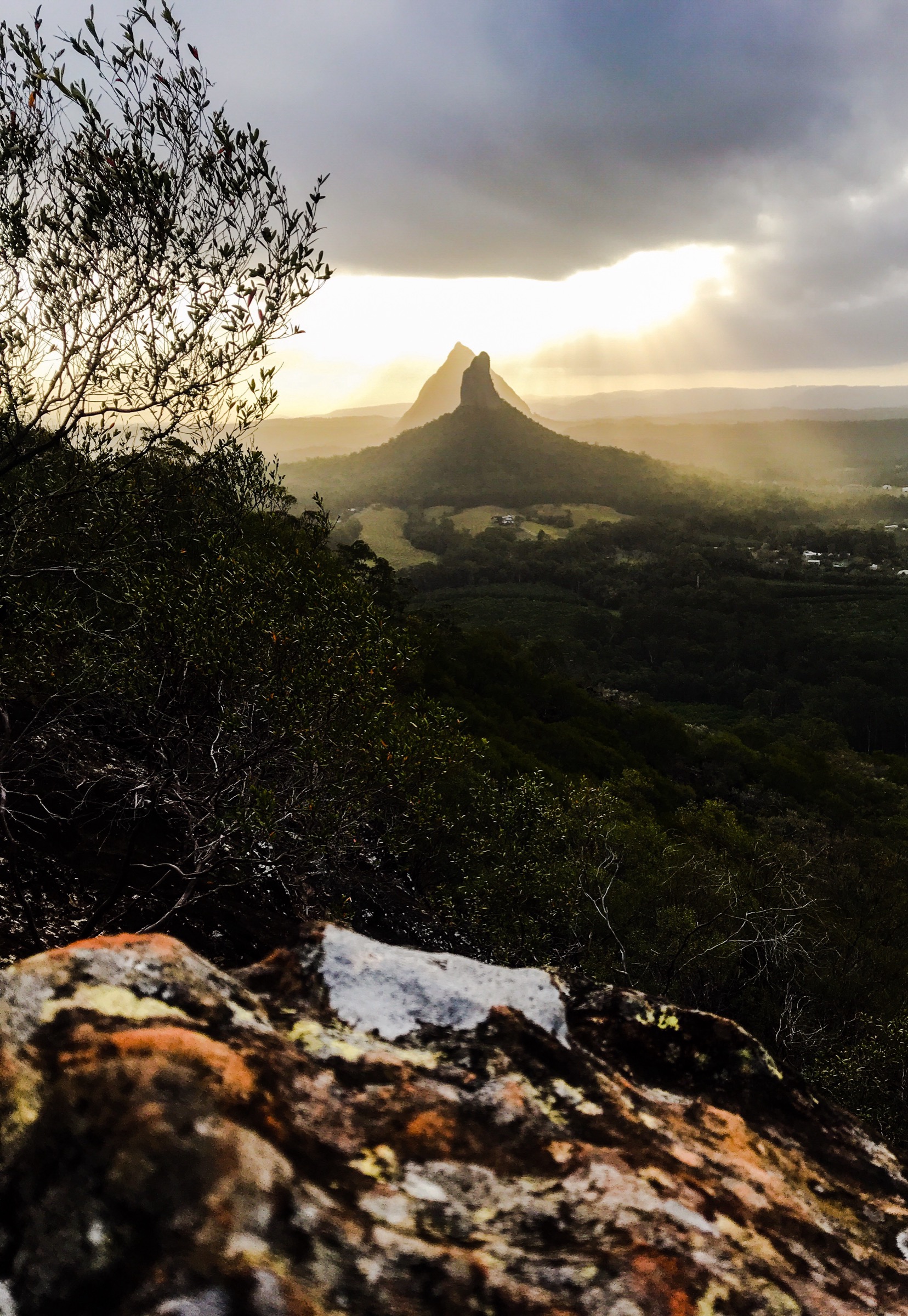 Vue depuis le sommet du Mount Ngungun sur les Glass House Mountains