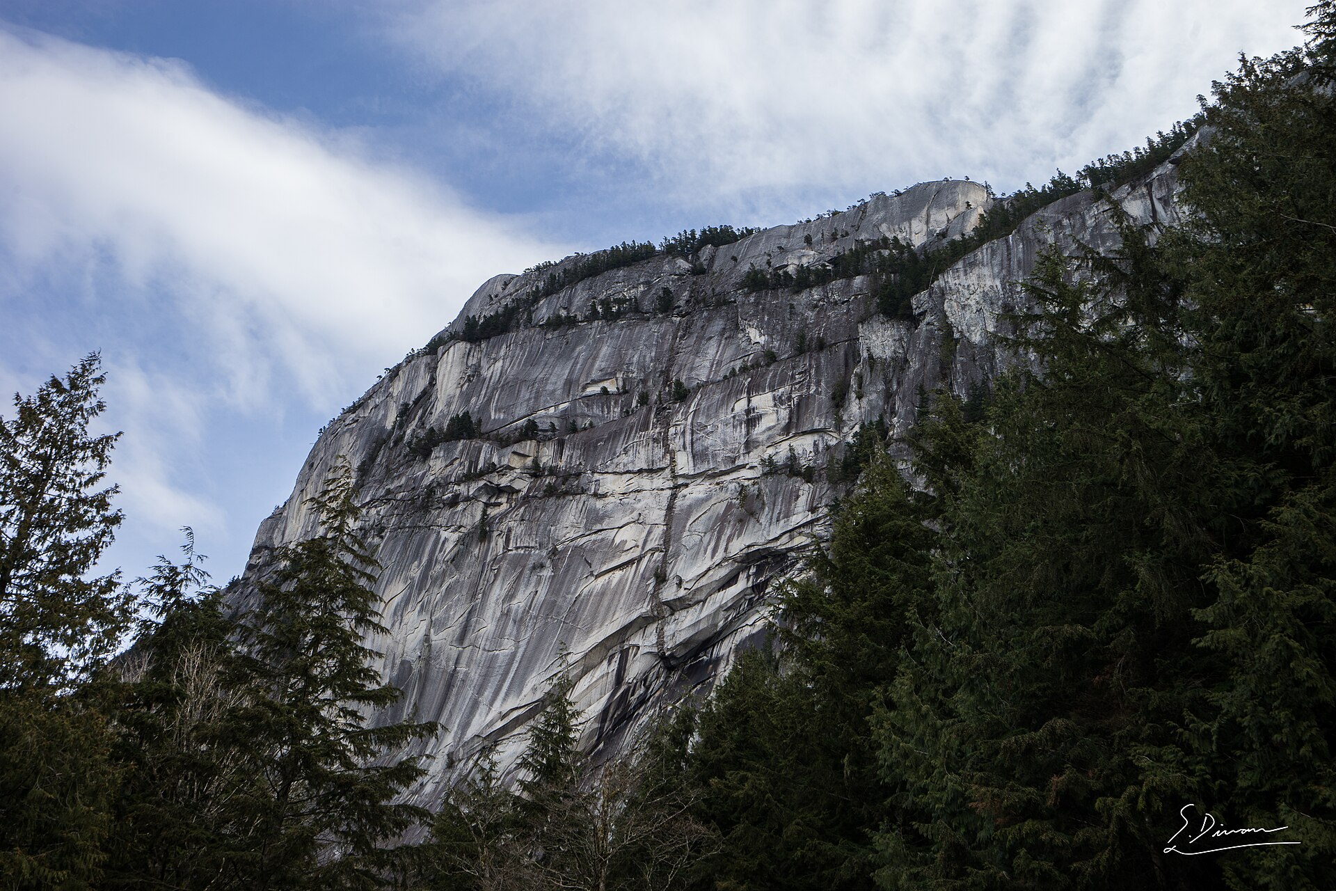 Granite walls of the Stawamus Chief above Howe Sound, Squamish