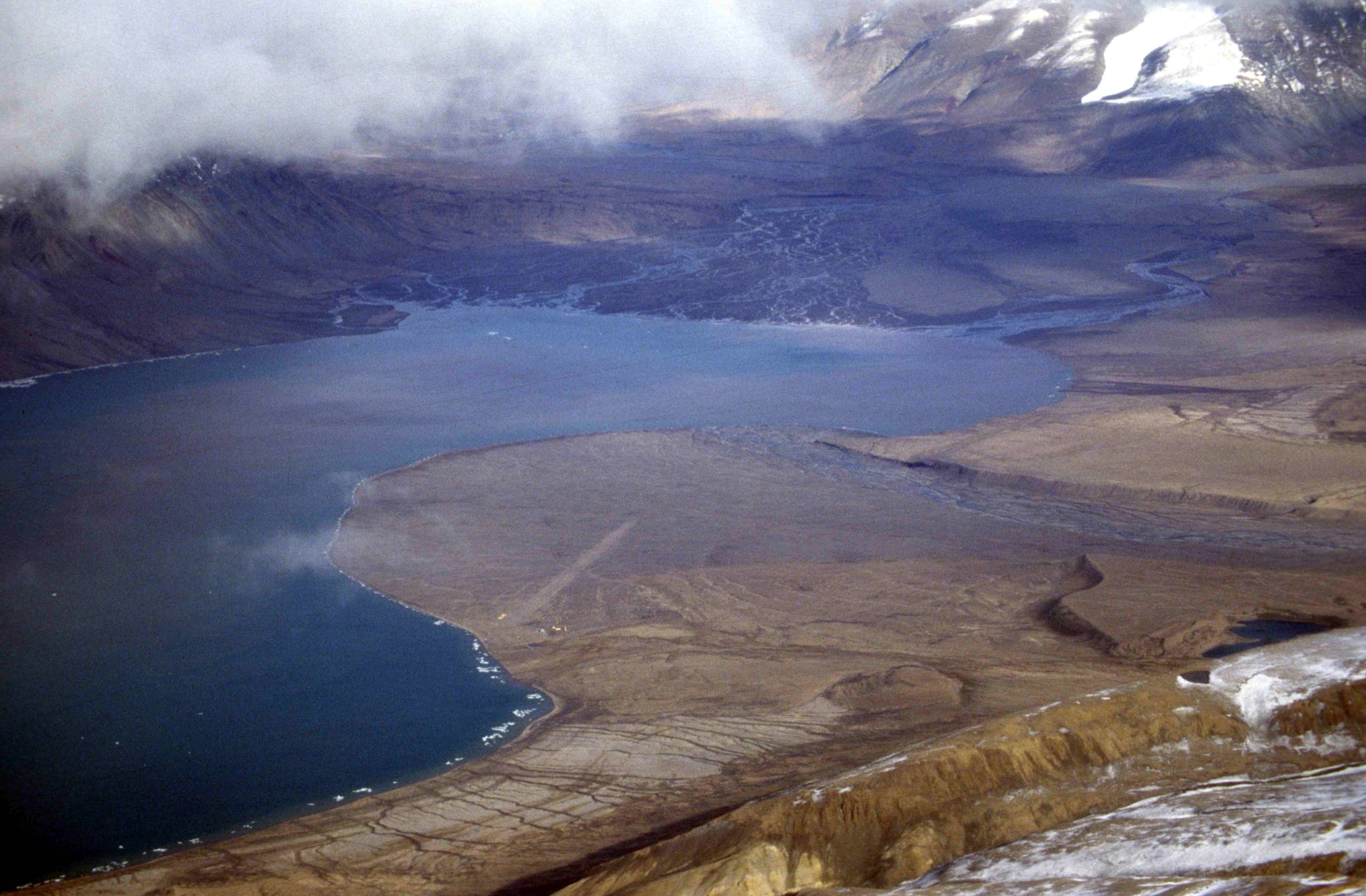 North-eastern Tanquary Fiord — the Parks Canada warden station, airstrip and the deltas of the Air Force, Rollrock and Macdonald rivers
