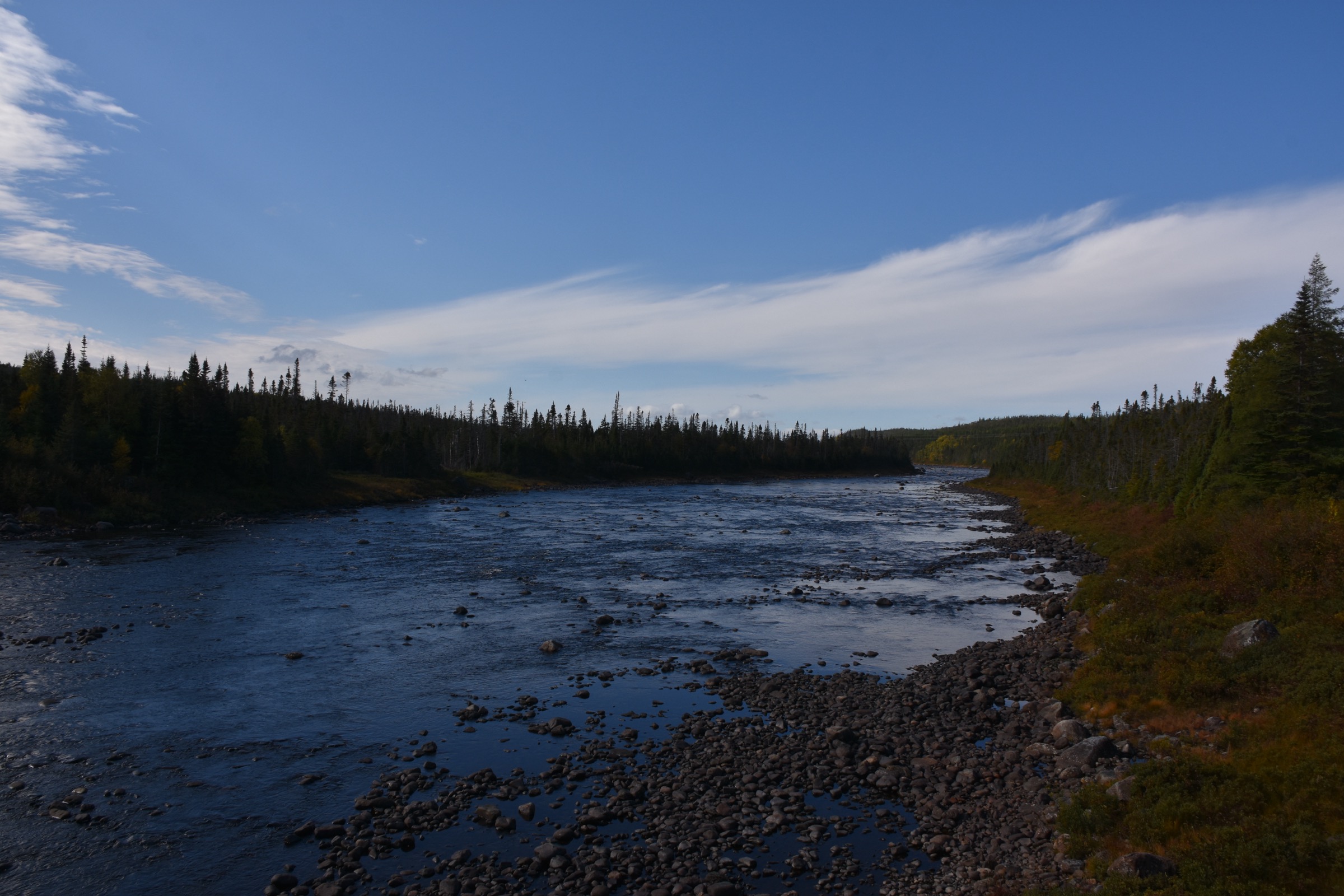 Lloyds River at the Route 480 crossing, looking upstream toward the Annieopsquotch range