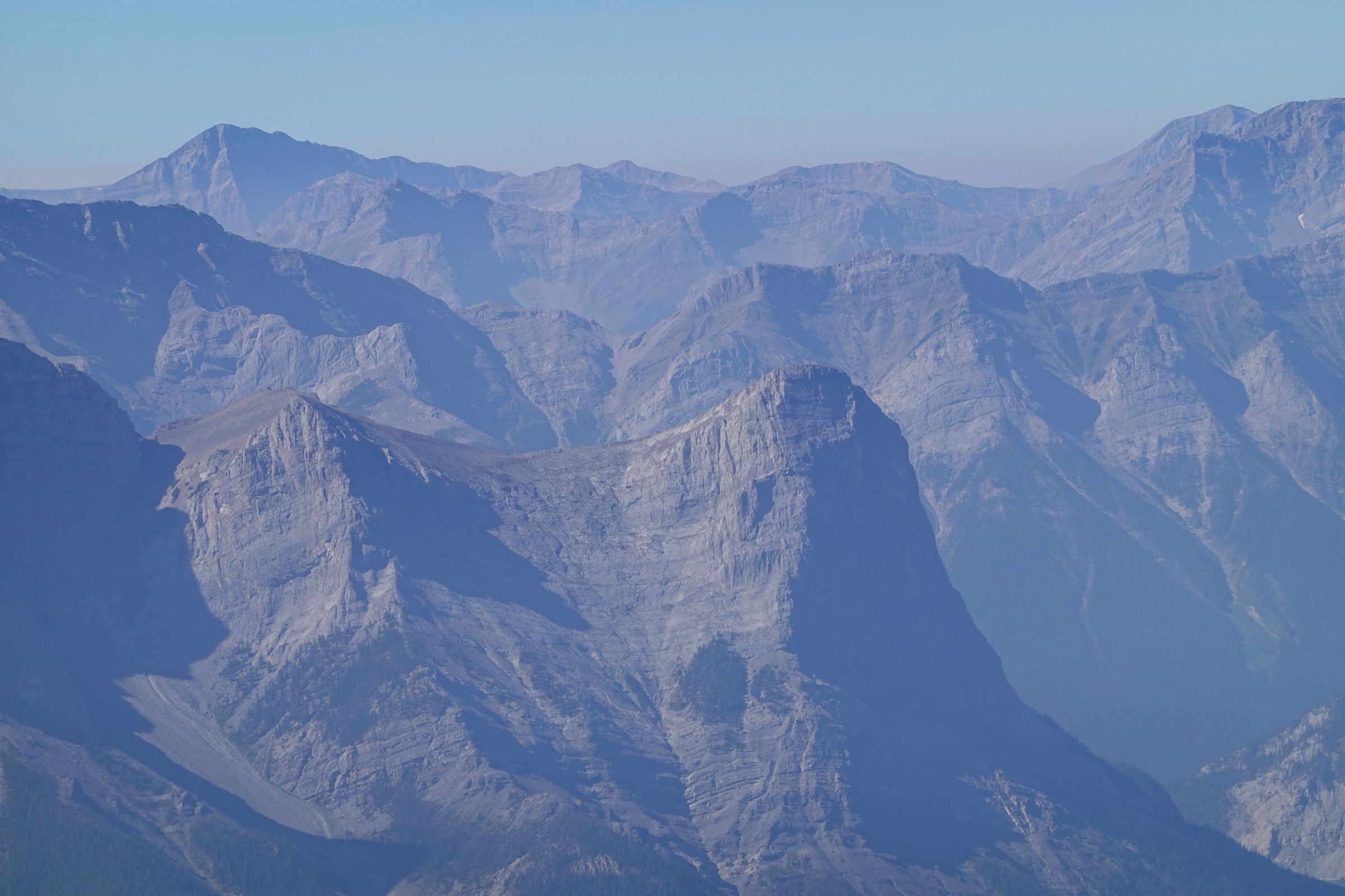Summit ridge of Ha Ling Peak above Canmore and the Bow Valley