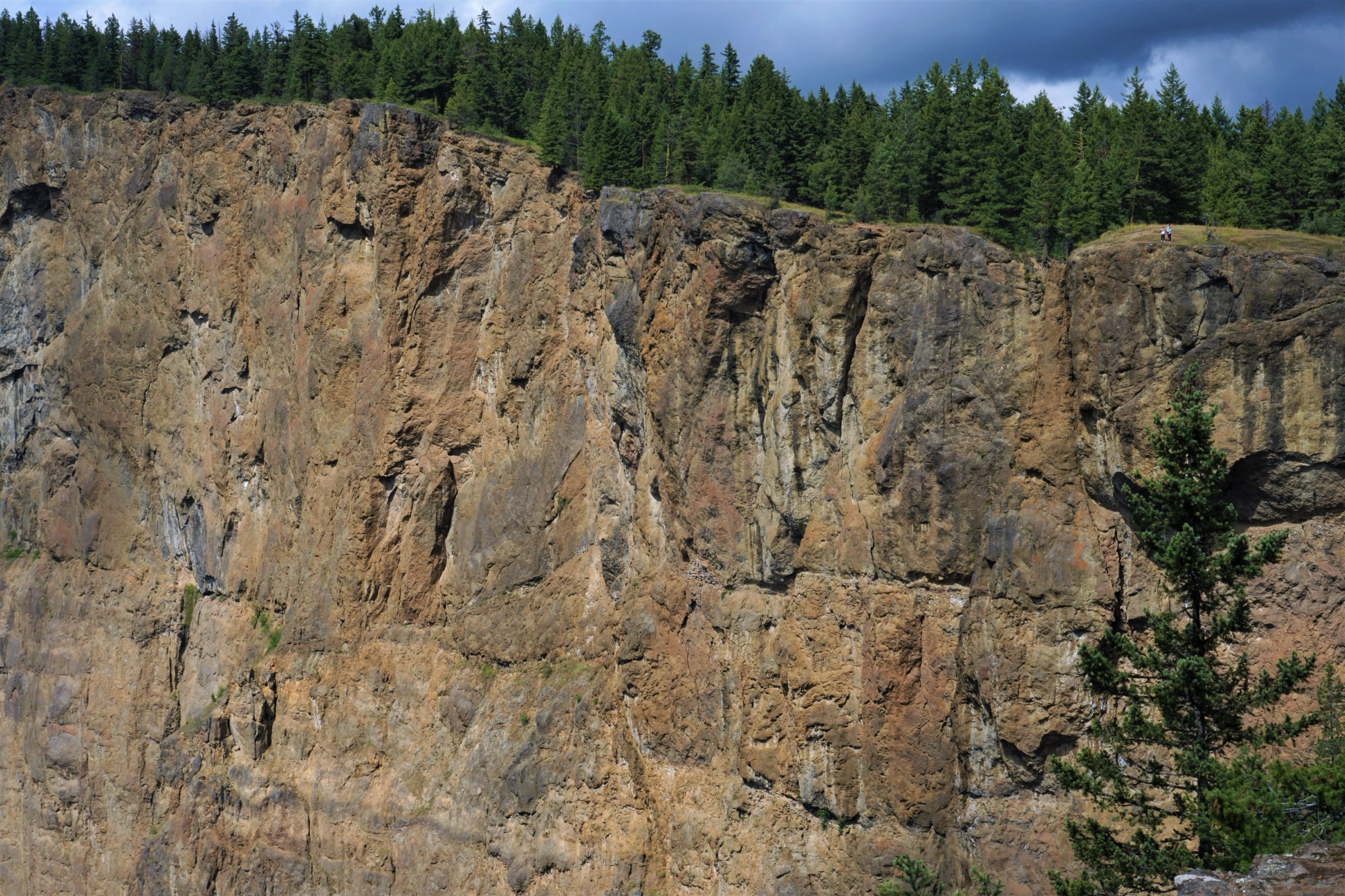 The columnar basalt face of the Enderby Cliffs above the Shuswap River, North Okanagan, British Columbia