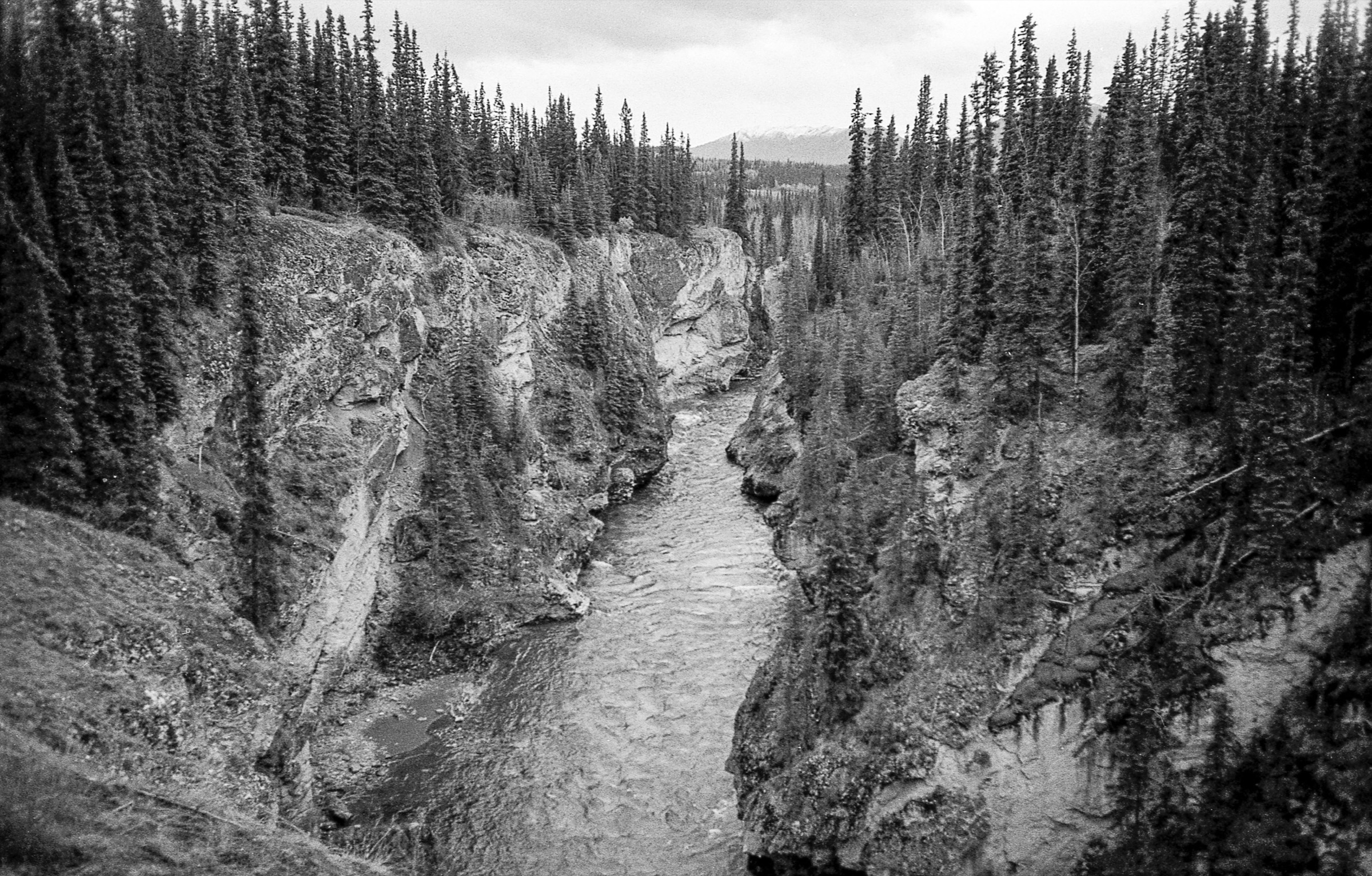 Lapie Canyon near Ross River, Yukon — a tight gorge cut by the Lapie River into pale quartzite