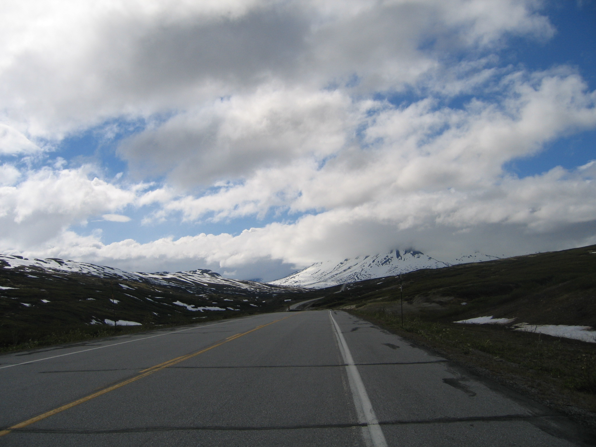 Alpine tundra and peaks near Chilkat Pass on the Haines Highway, close to the Three Guardsmen trailhead