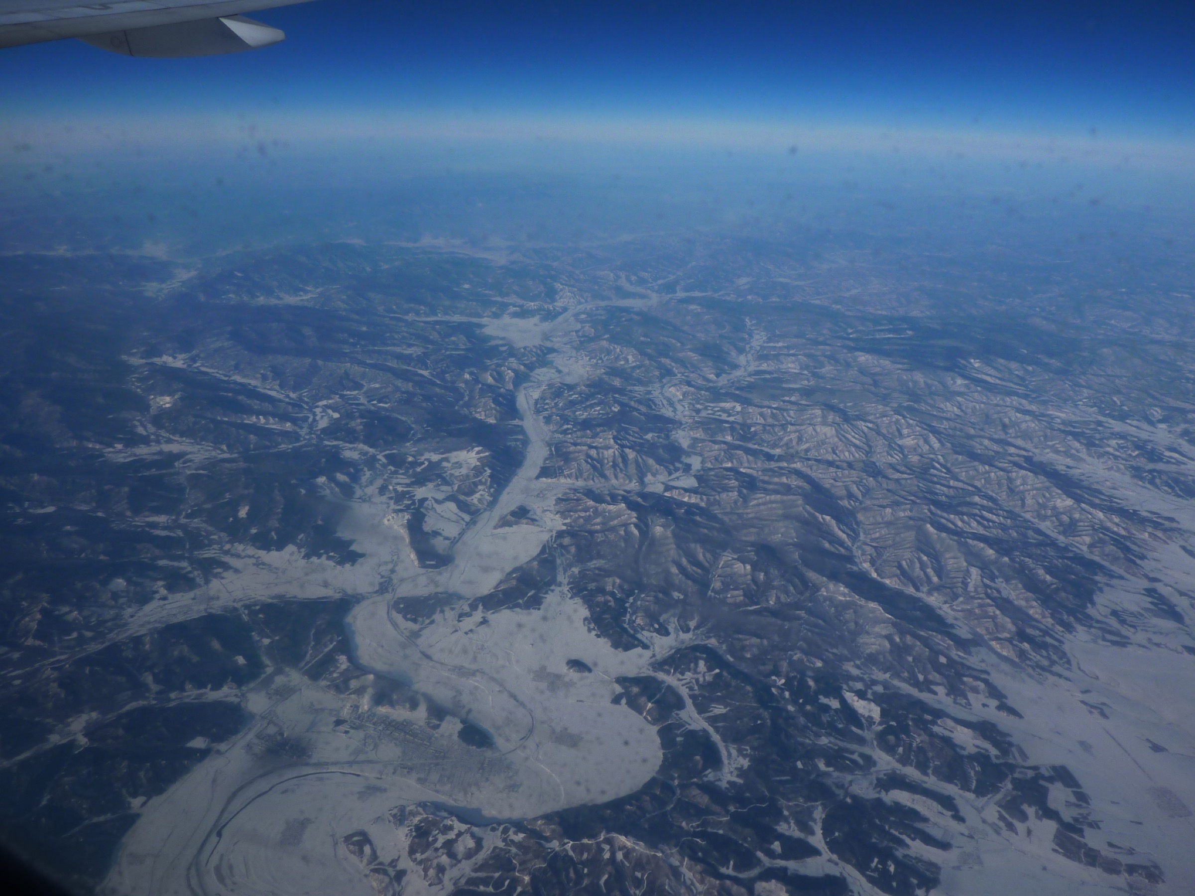 Aerial view of the Tangwang River valley in the Lesser Khingan, Heilongjiang