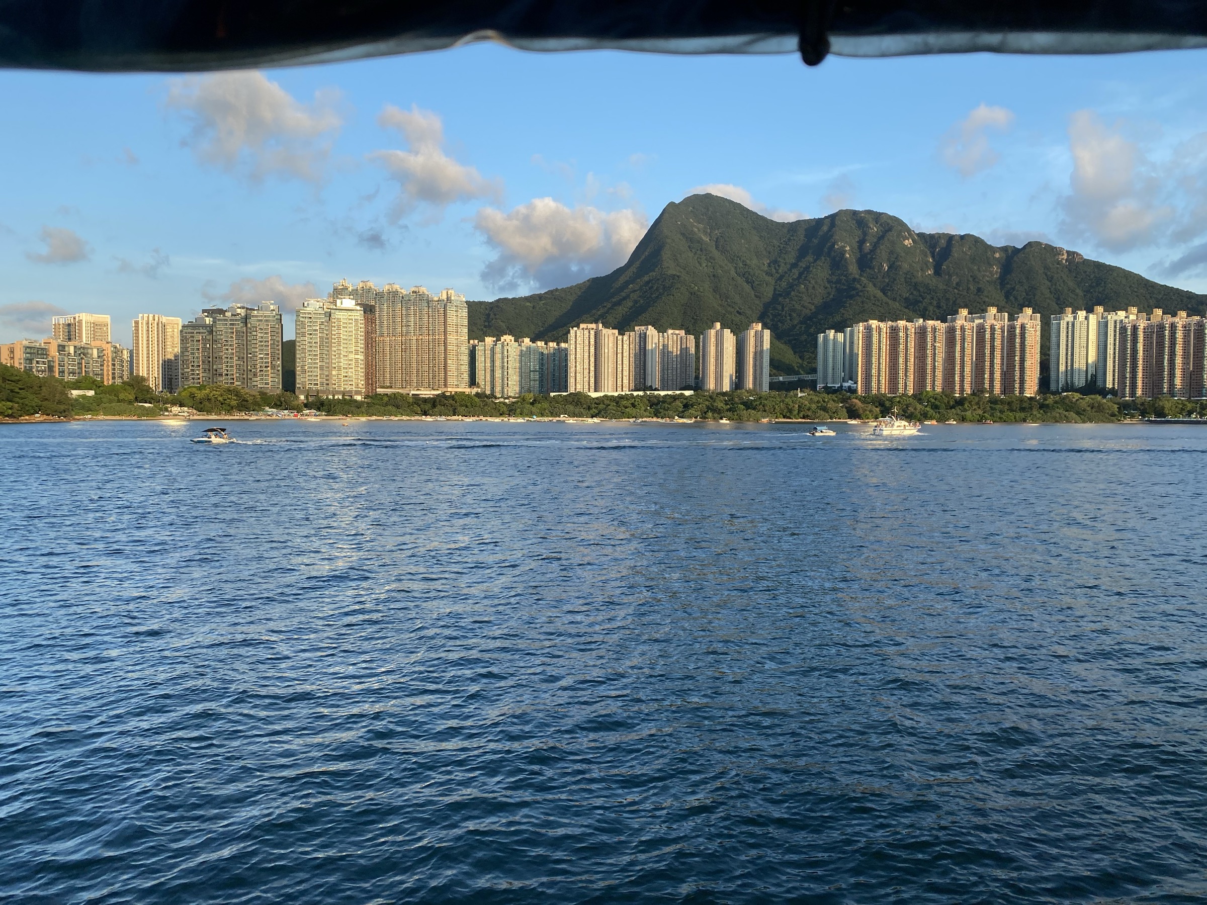 The twin summits of Ma On Shan rising above Sai Kung in the eastern New Territories