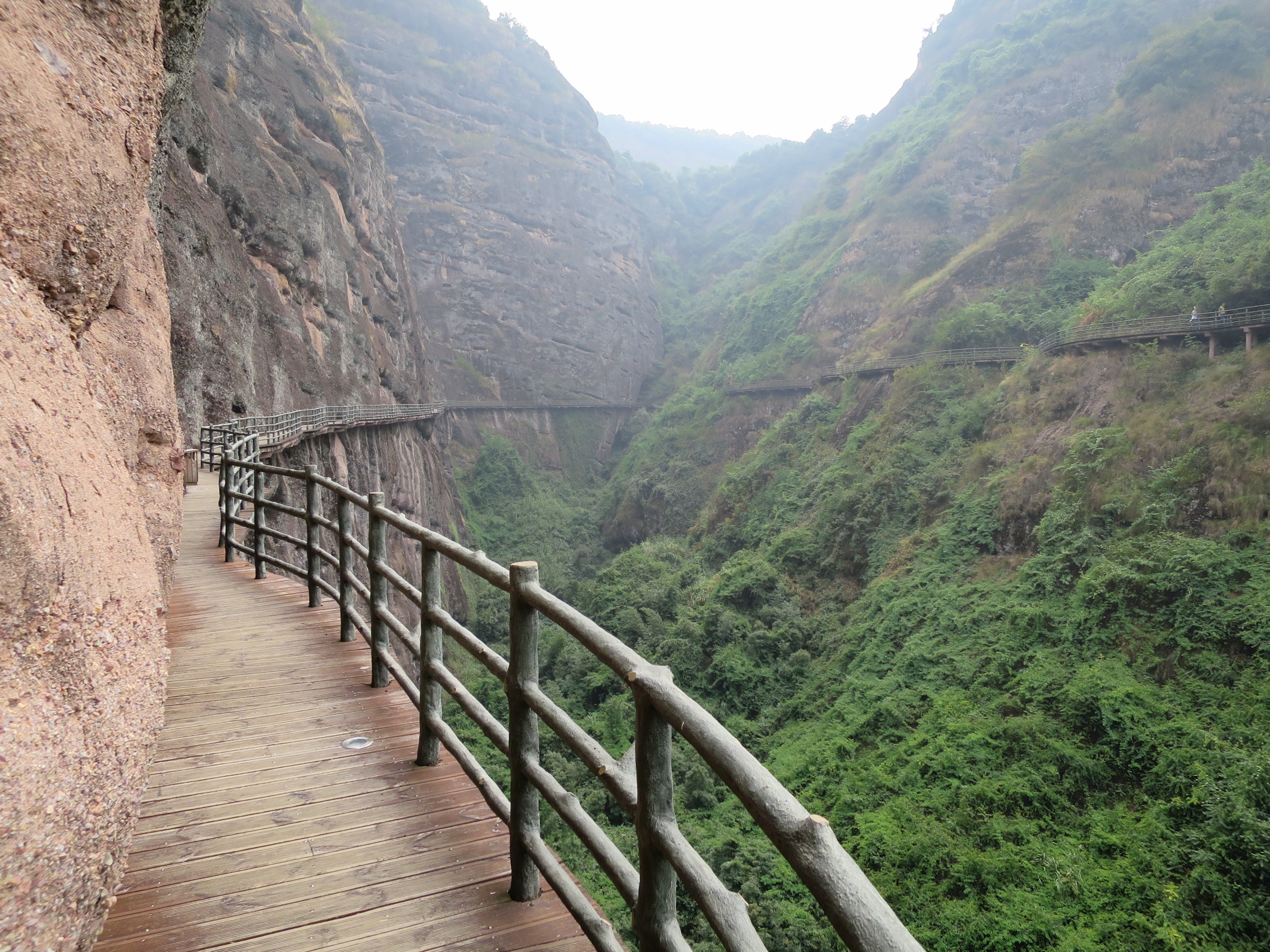 Red-rock cliffs above the Lu River in the Longhushan scenic area, Jiangxi