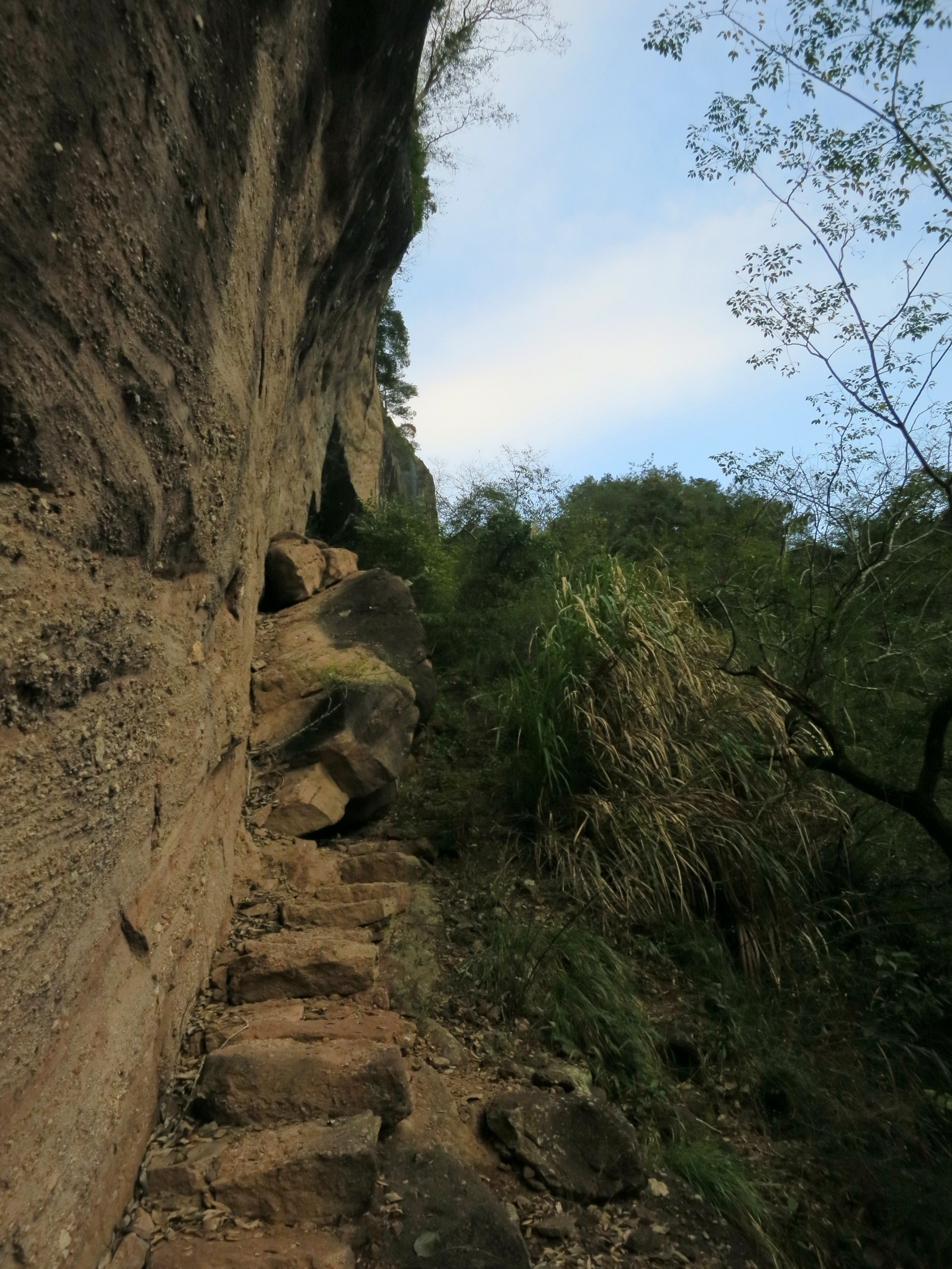 Le sentier supérieur boisé vers le pic Sanyang dans la zone panoramique du Wuyi Shan