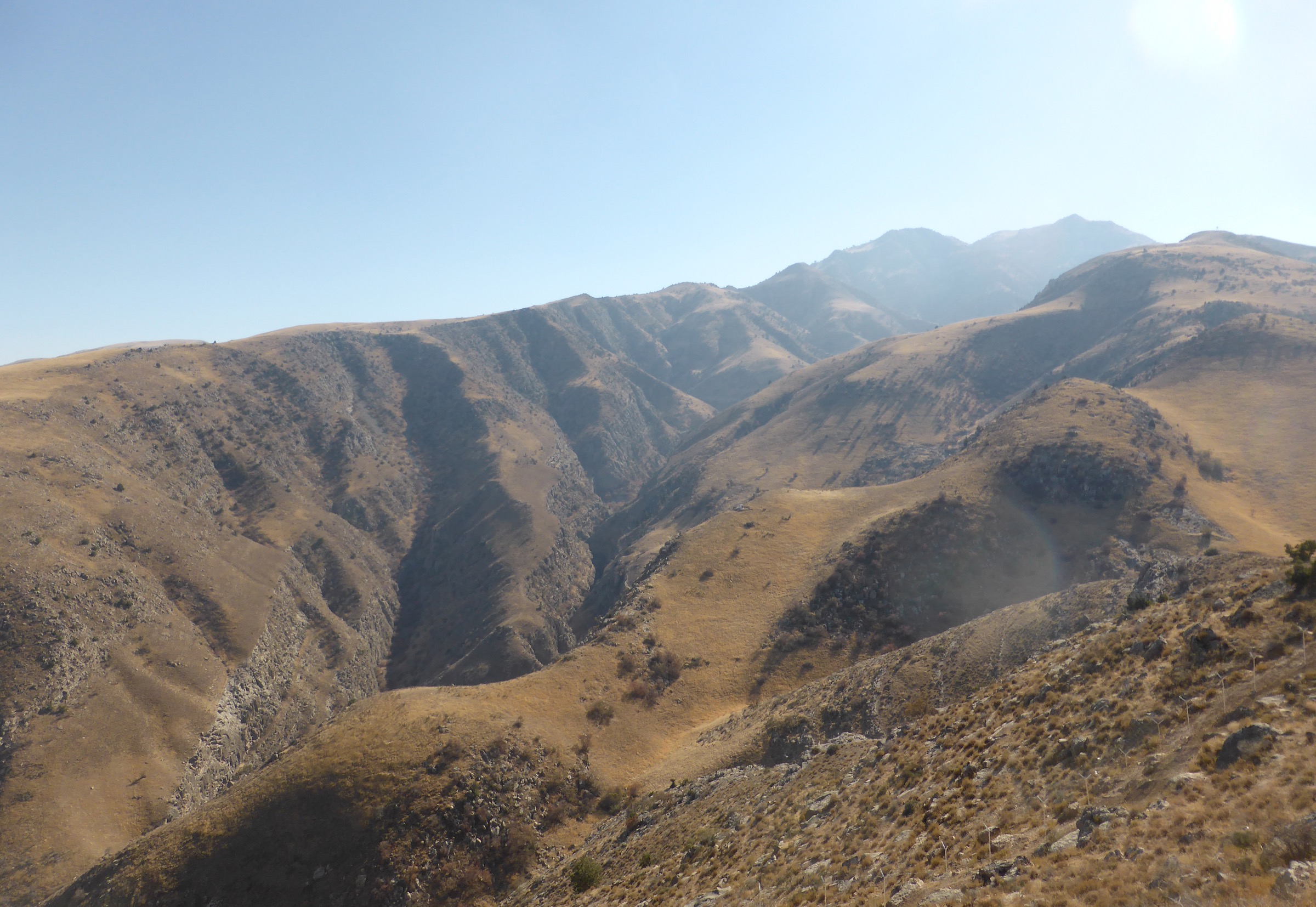Kopet Dag mountains rising above the Turkmenistan foothills