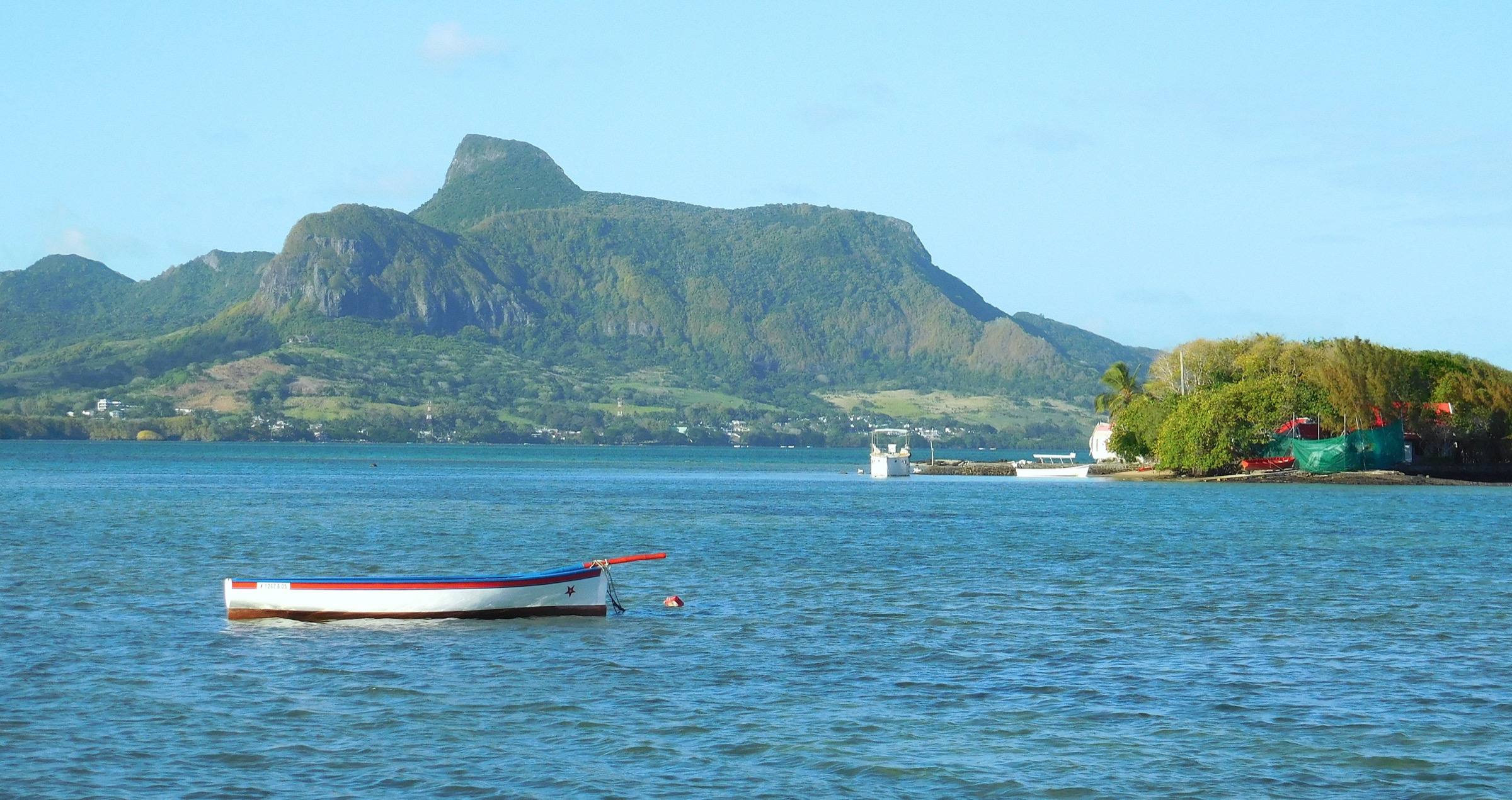Lion Mountain in the southeast of Mauritius, viewed from the Mahébourg waterfront