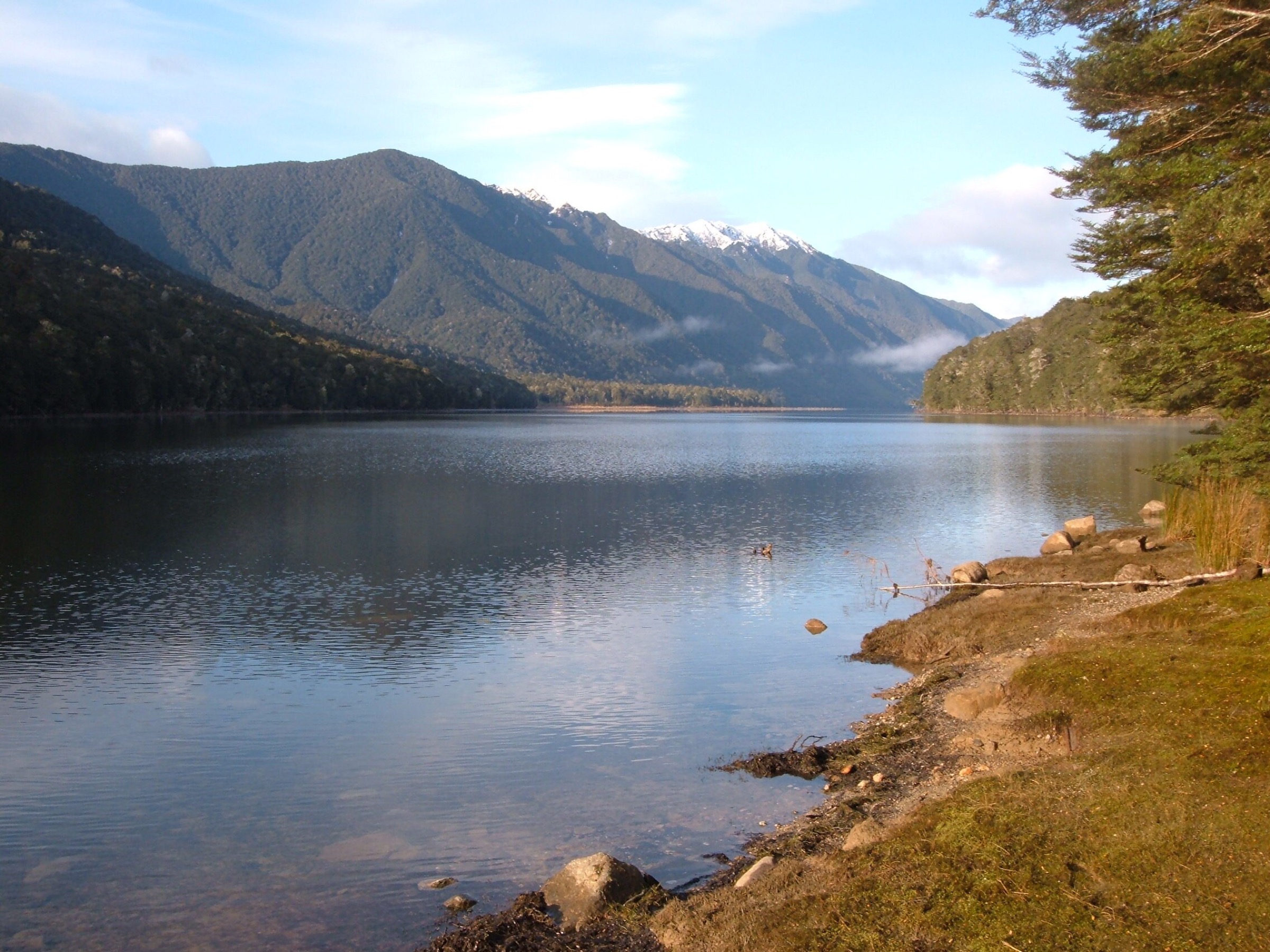 Lake Monowai at the base of the Hunter Mountains