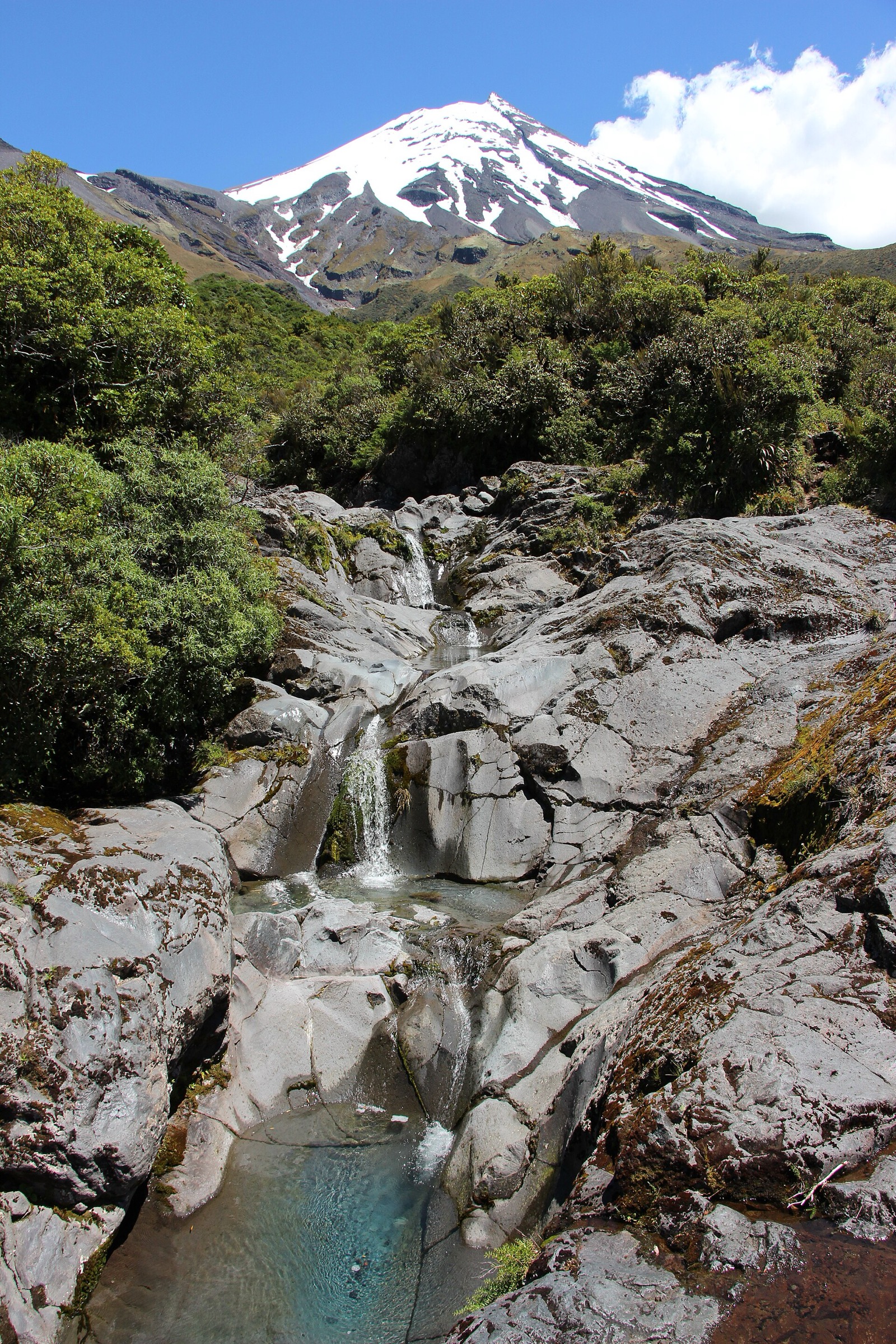 Wilkies Pools, bassins sculptés dans la lave près de Dawson Falls sur le mont Taranaki