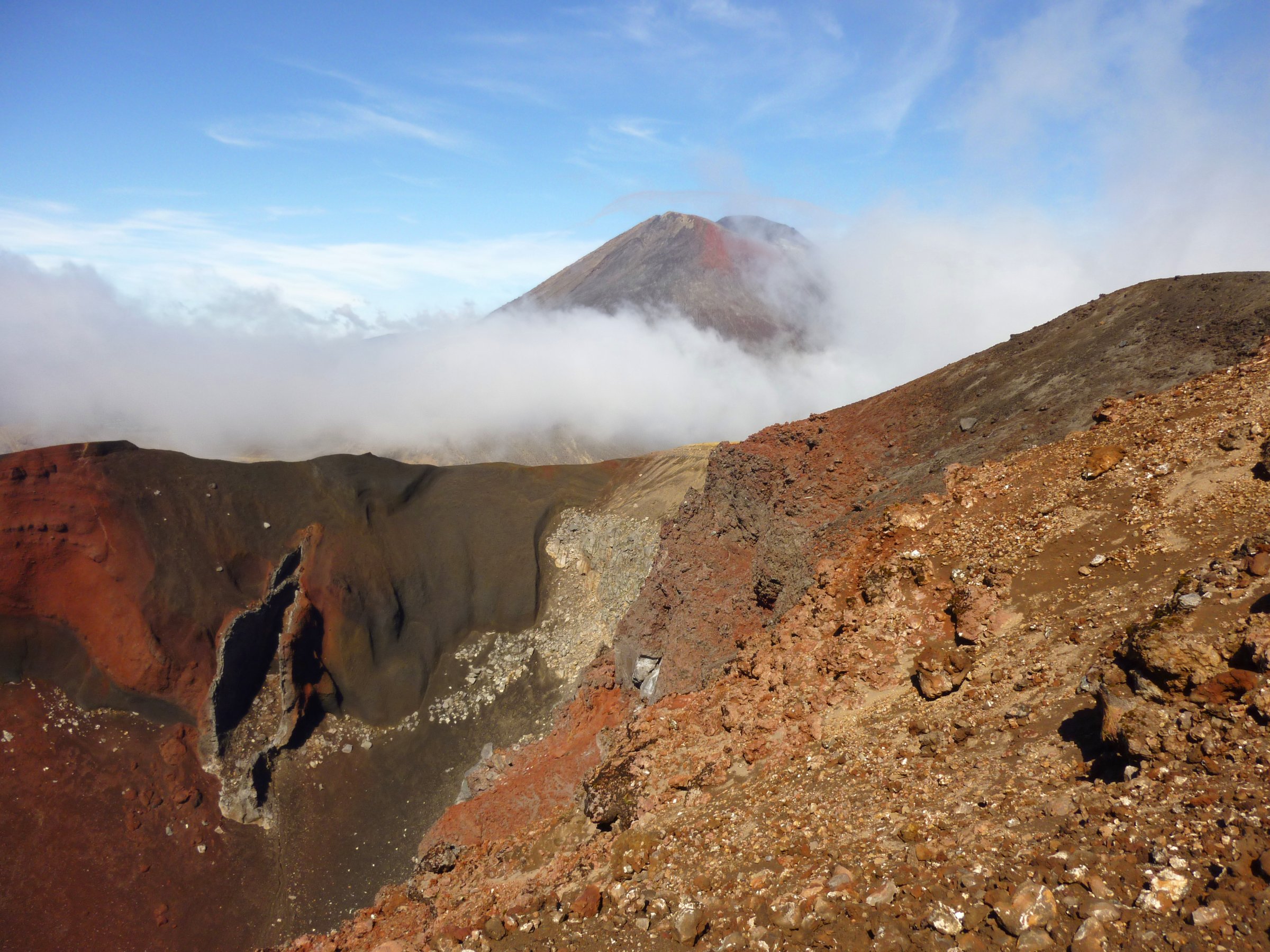 Tongariro Alpine Crossing — Ngauruhoe behind volcanic mouth