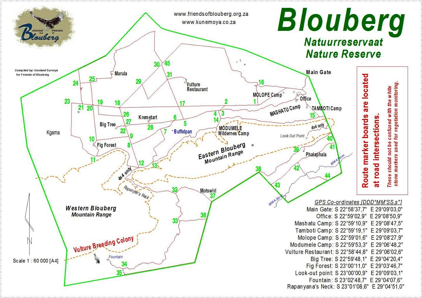 Carte de la Blouberg Nature Reserve par Vriende van Blouberg