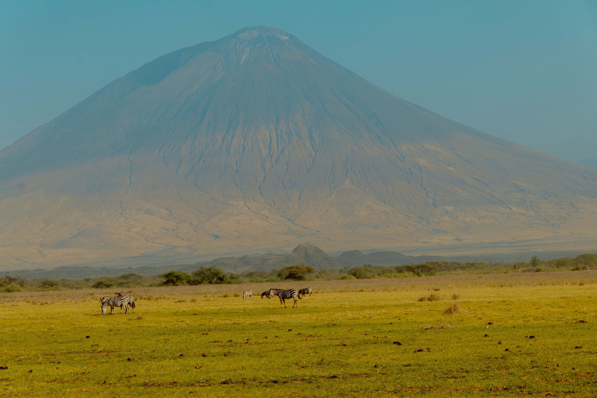 Ol Doinyo Lengai, the only active carbonatite volcano in the world, rising above the Rift floor near Lake Natron, Tanzania