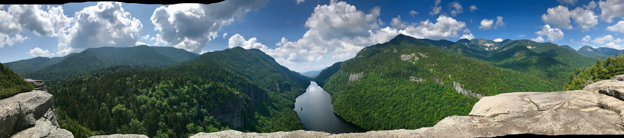 Panorama of Lower Ausable Lake from Indian Head lookout