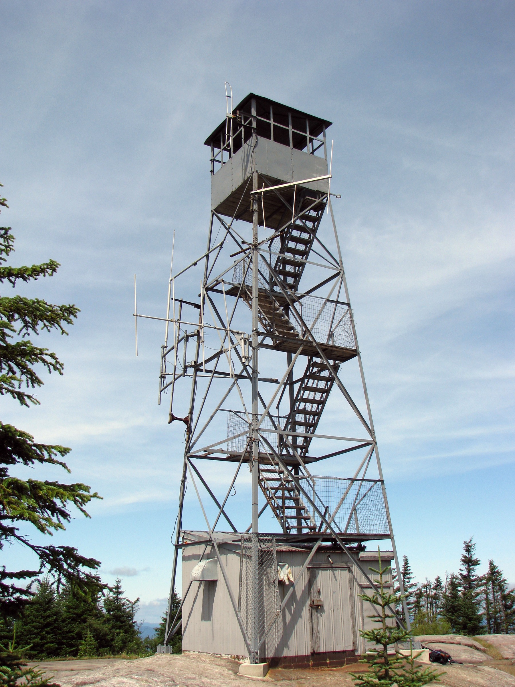 Steel fire observation tower on the summit of Blue Mountain in the central Adirondacks