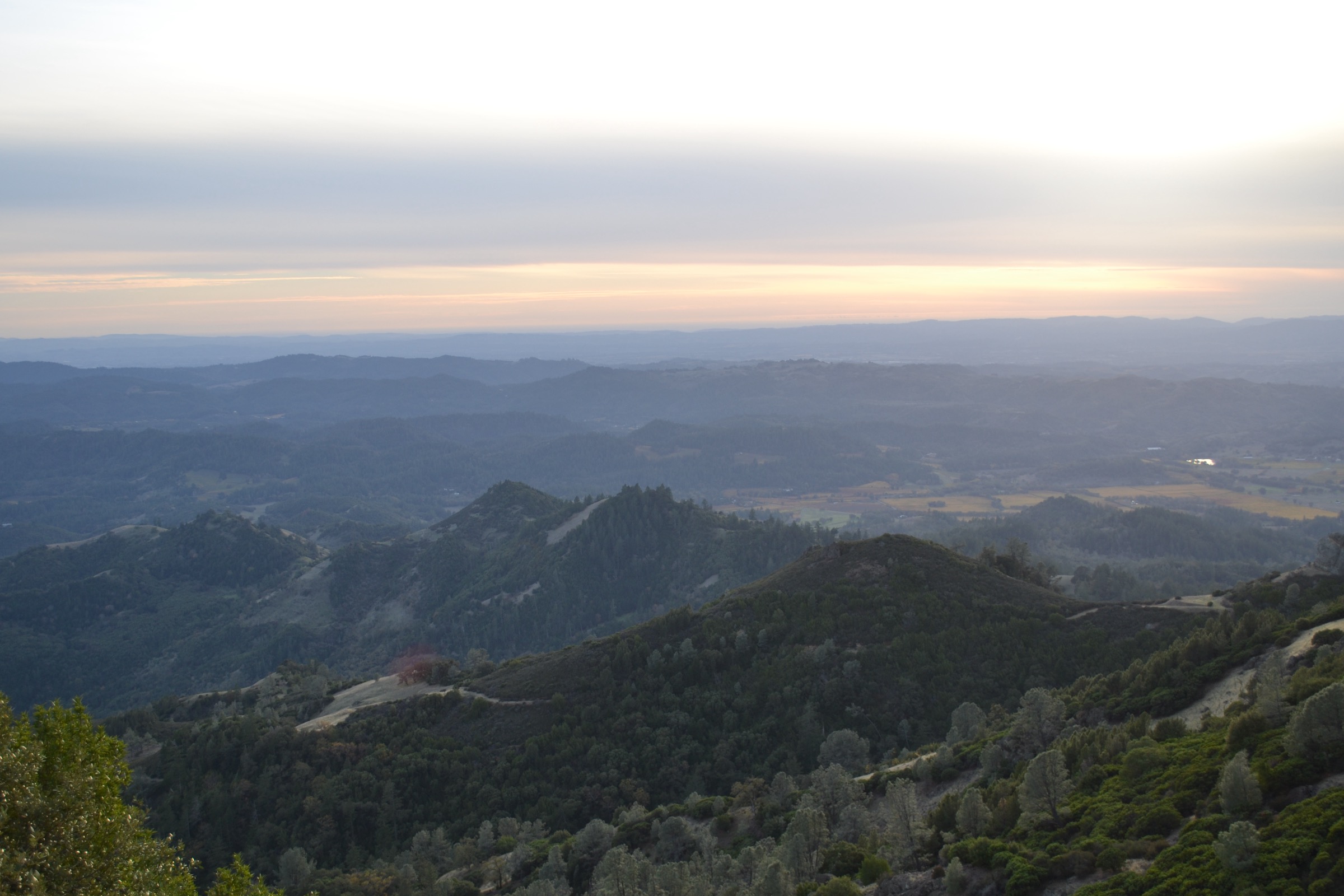 Ridges of the Mayacamas falling away toward Napa Valley from the summit of Mount Saint Helena, California