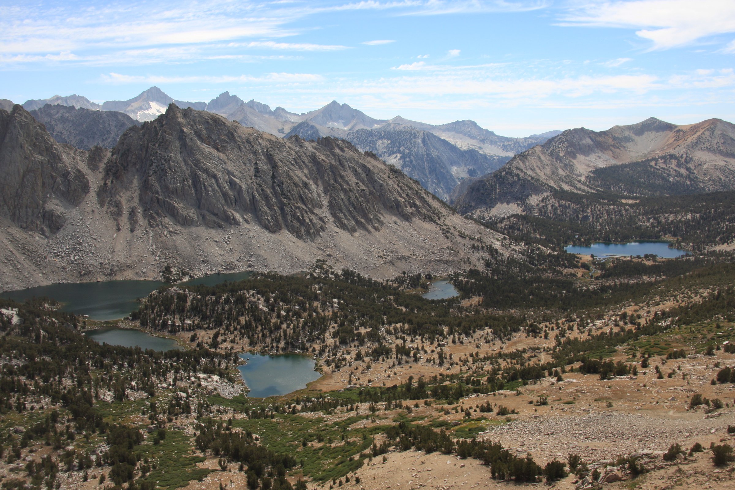 Kearsarge and Bullfrog Lakes seen west from Kearsarge Pass