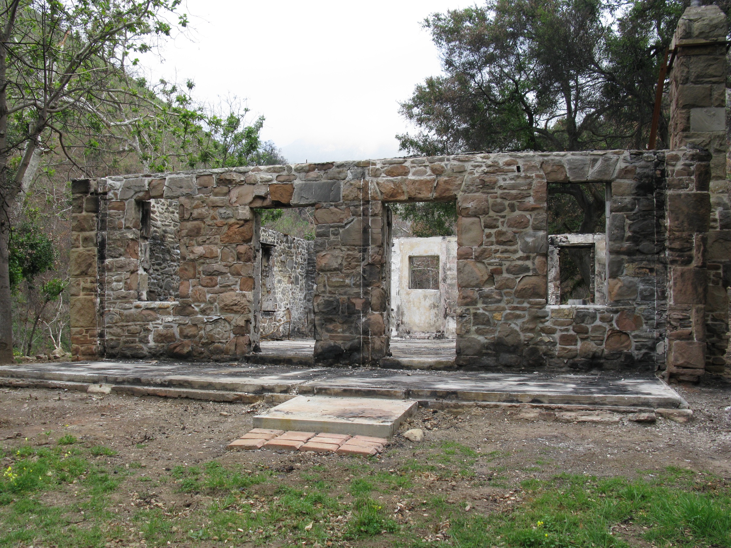 Ruins of the Paul Revere Williams-designed Roberts Ranch house in Solstice Canyon