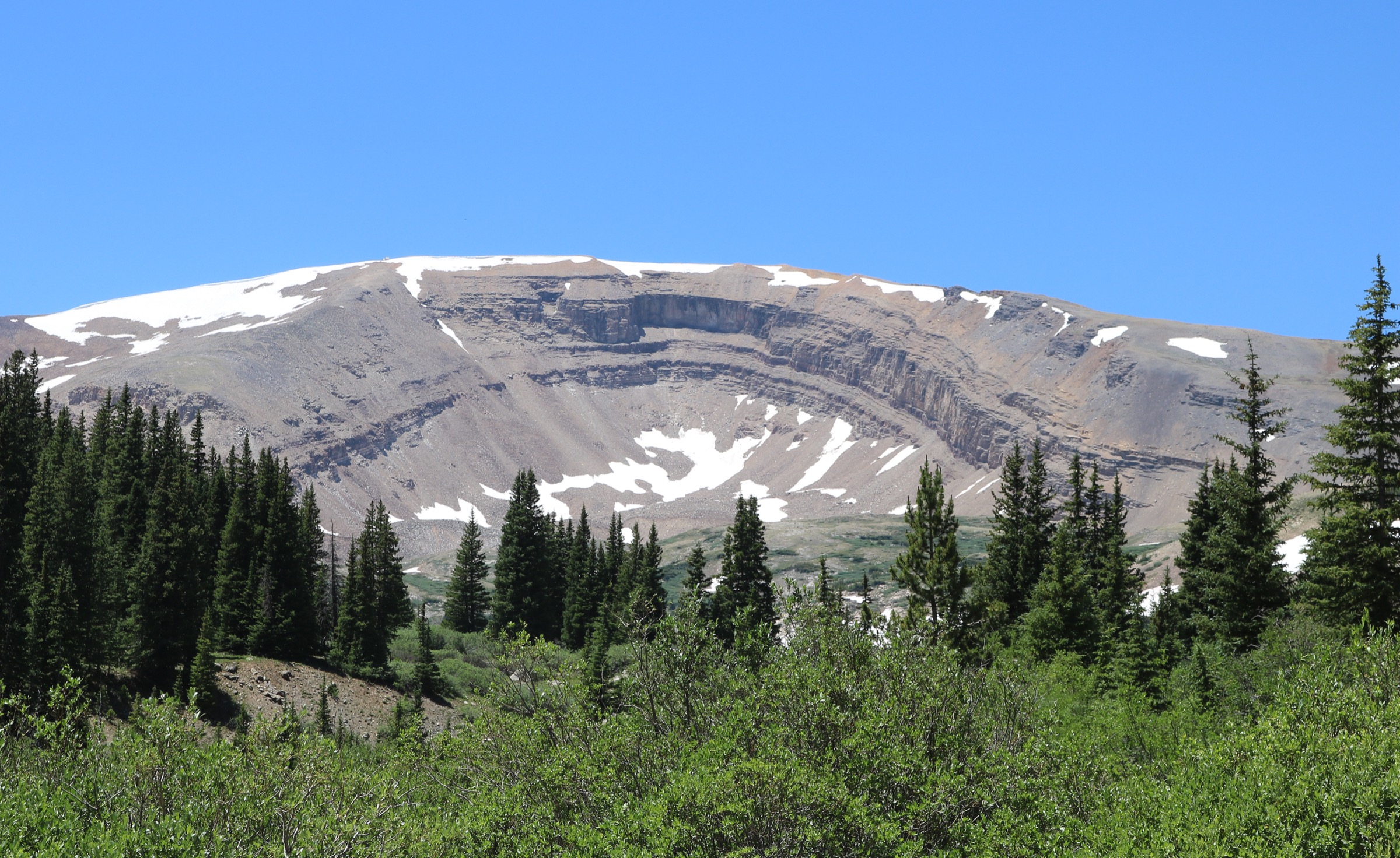 Horseshoe Mountain and its glacial cirque above the Leavick townsite