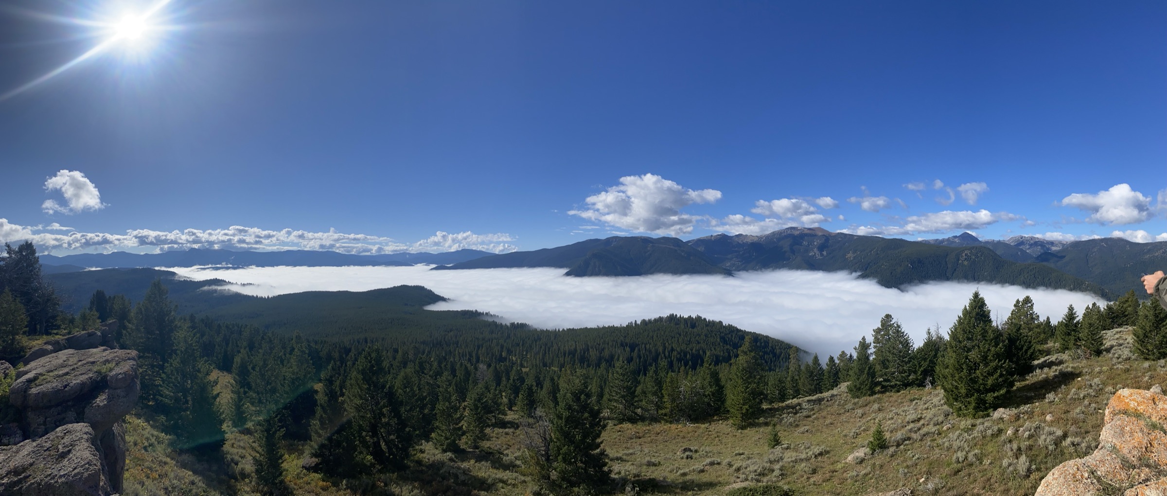 Gallatin Canyon in clouds from the Garnet Mountain trail