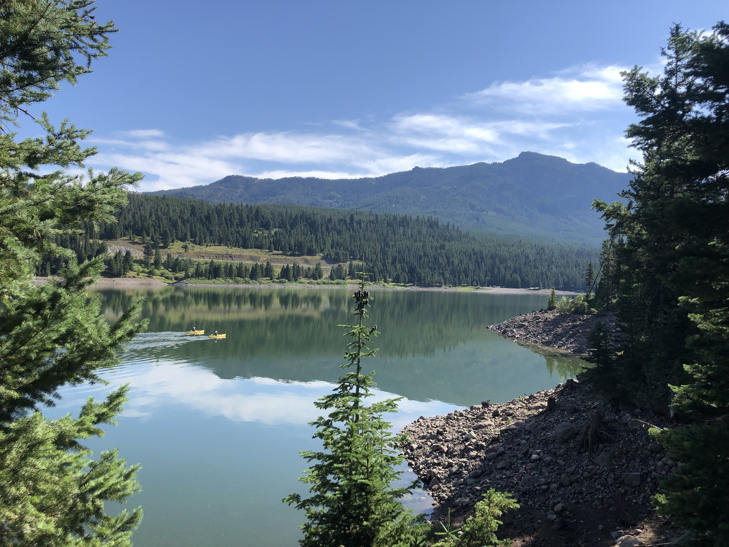 Hyalite Reservoir from the West Shore Trail, at the mouth of the Hyalite Peak drainage, Custer Gallatin National Forest