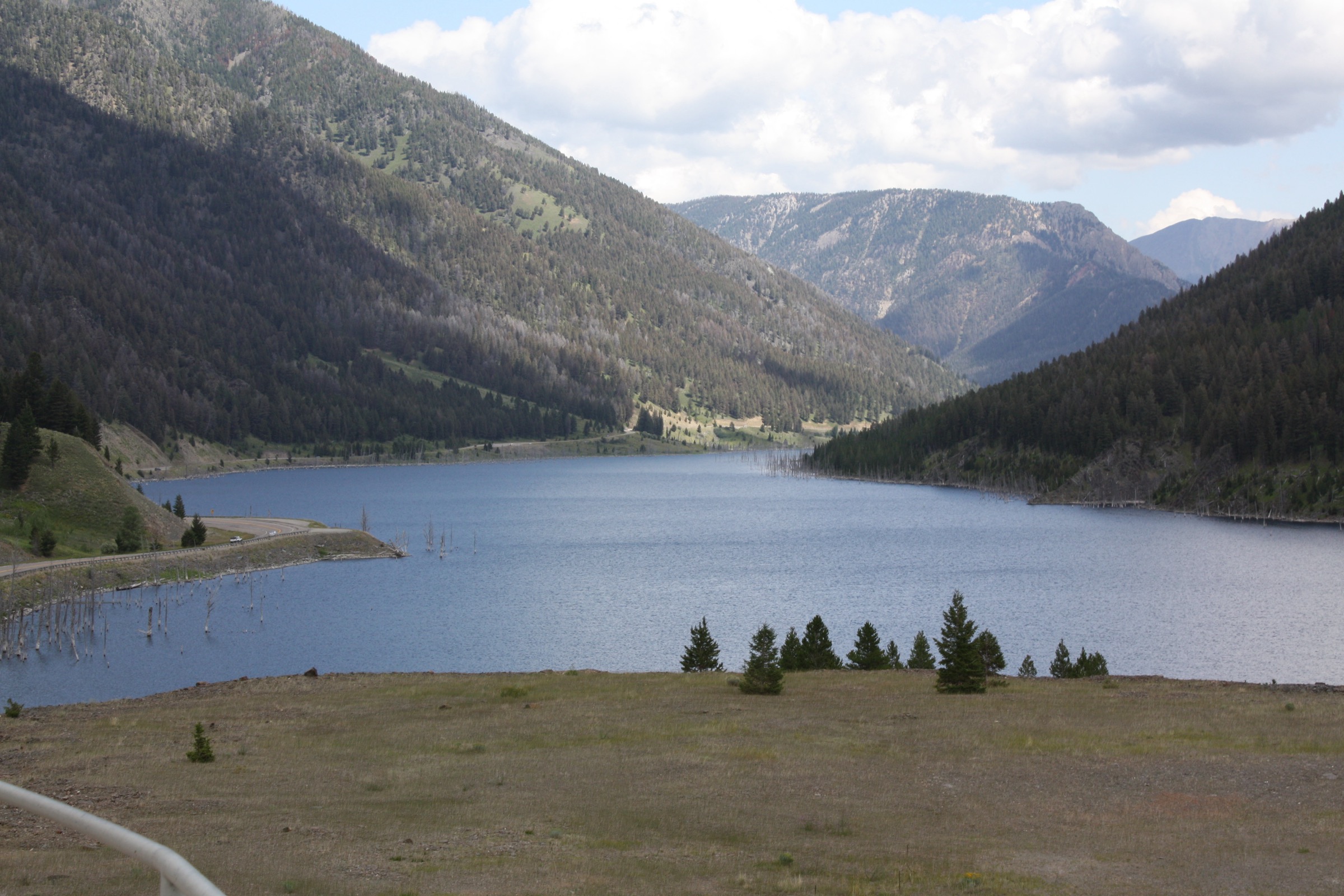 Earthquake (Quake) Lake below the southern end of the Madison Range, formed by the 1959 Hebgen Lake earthquake