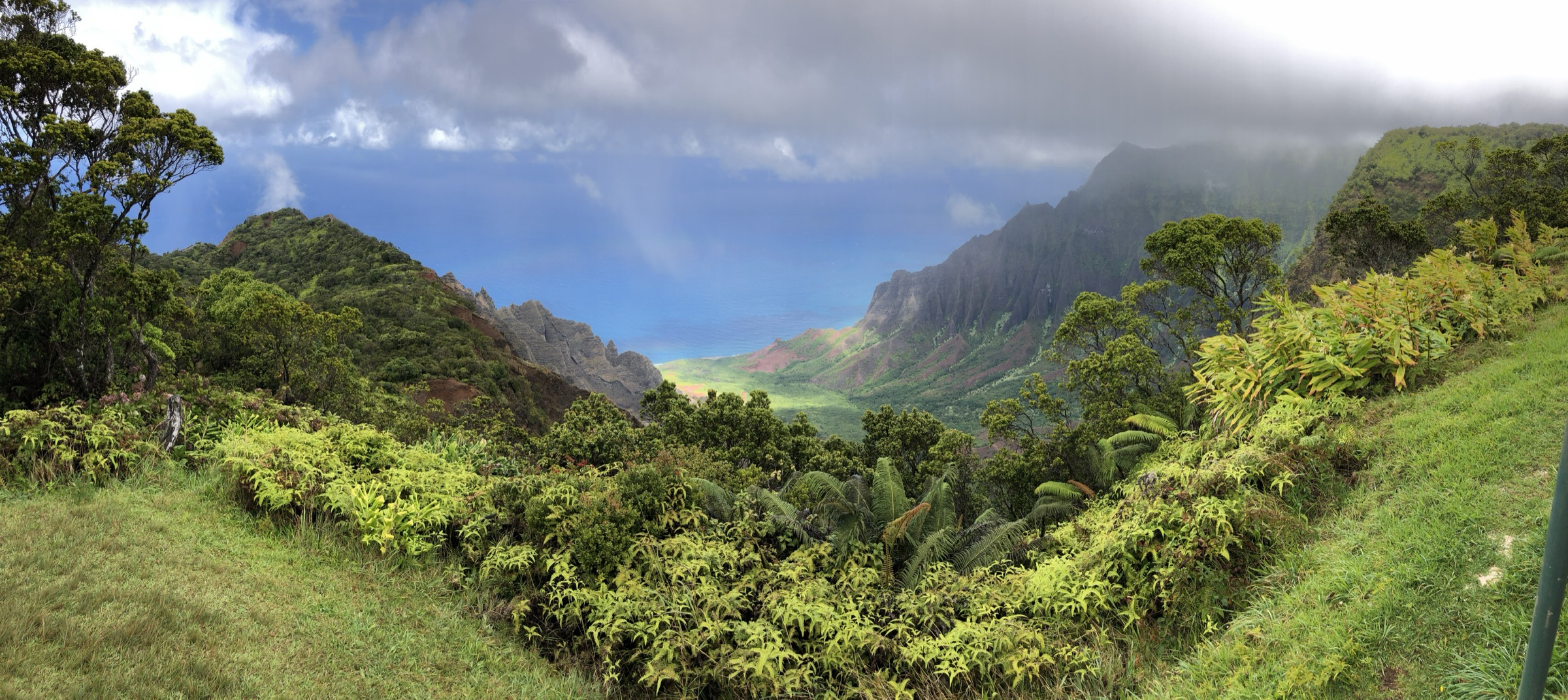Panoramic view north from the Kalalau Lookout over the Kalalau Valley