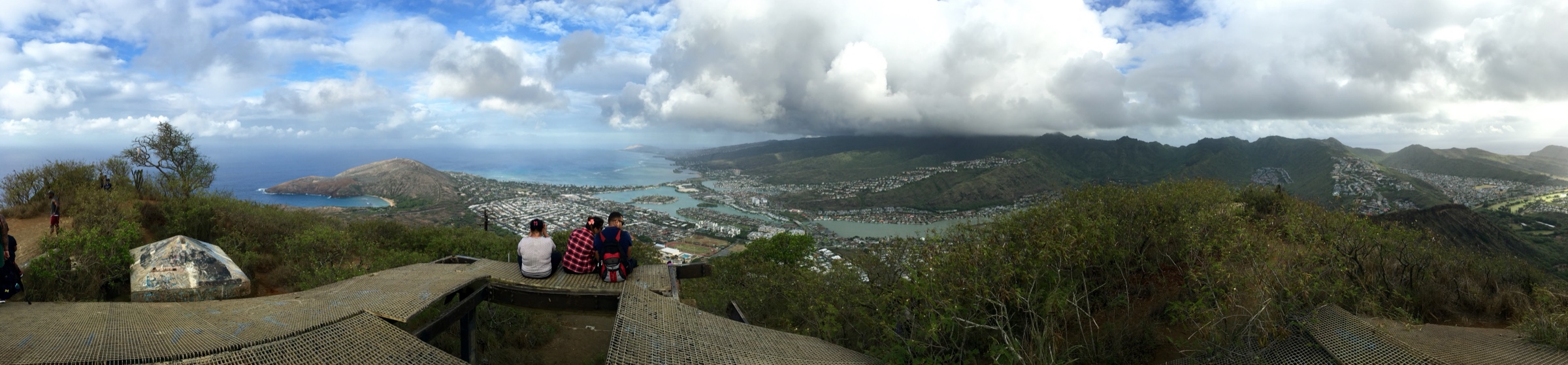 Summit view from Koko Head Crater looking across Hanauma Bay and the southeast coast, Oʻahu