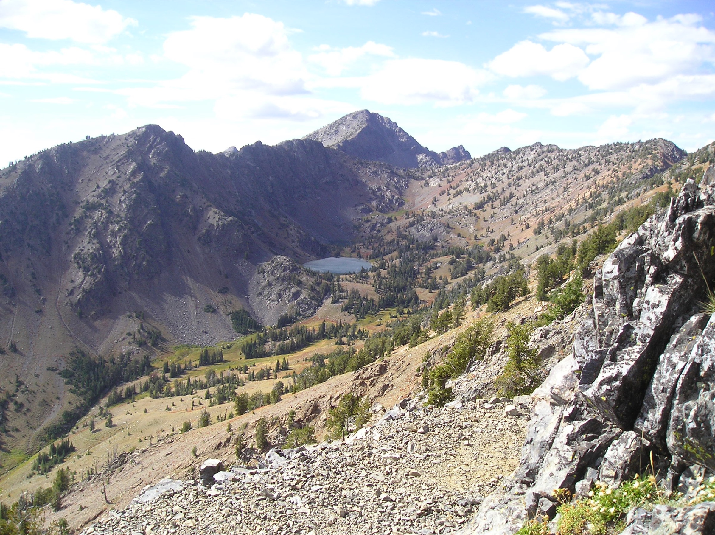 Twin Lakes cirque with Rock Creek Butte in the Elkhorn Mountains of Oregon