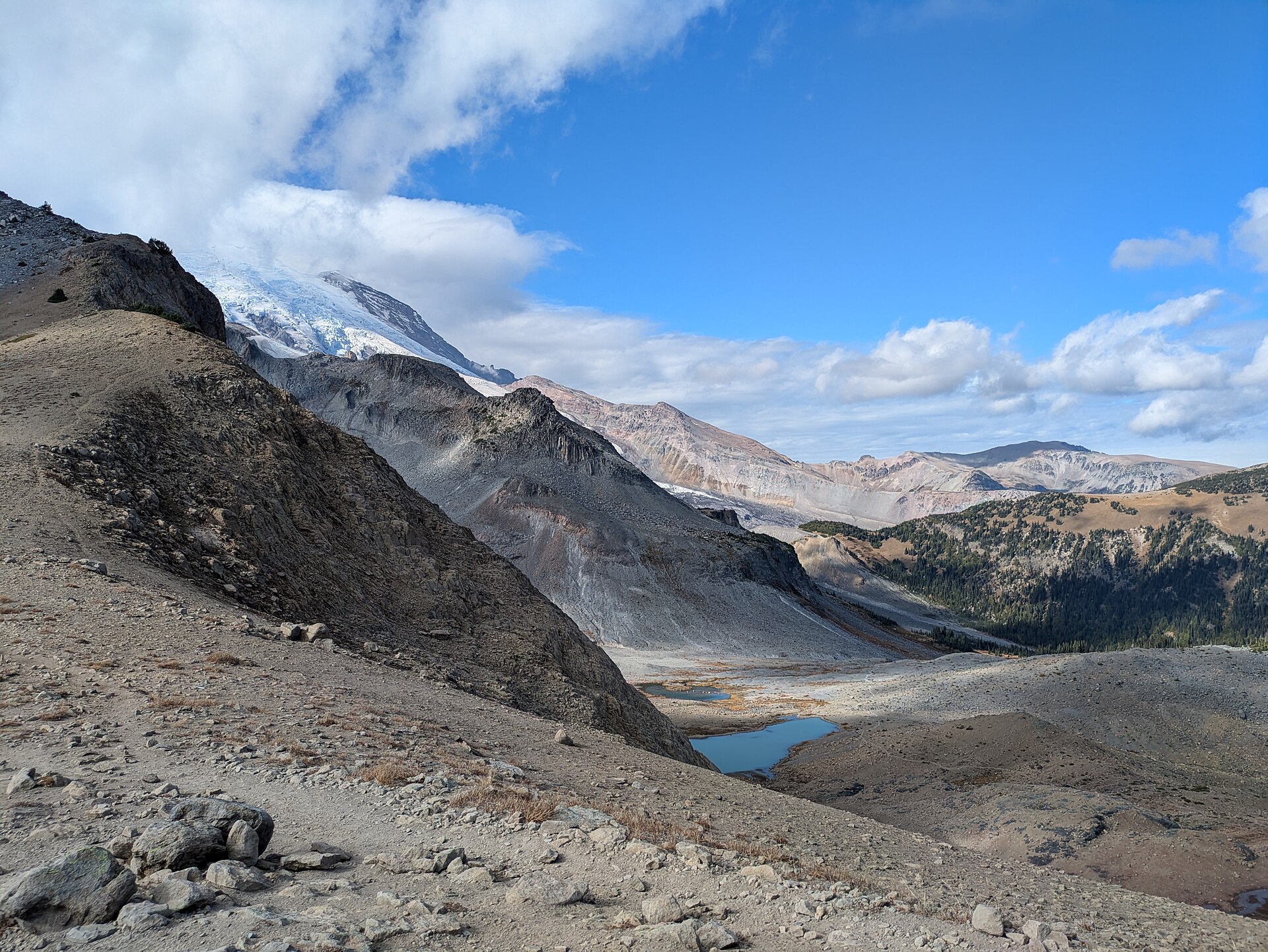 Looking towards Mount Rainier from Panhandle Gap