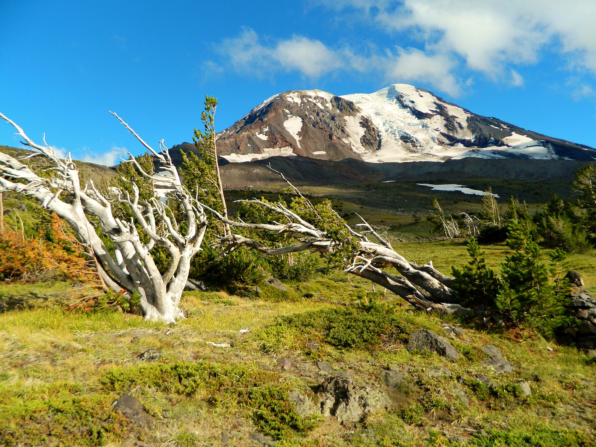 High Camp on the north side of Mount Adams beneath the Adams Glacier