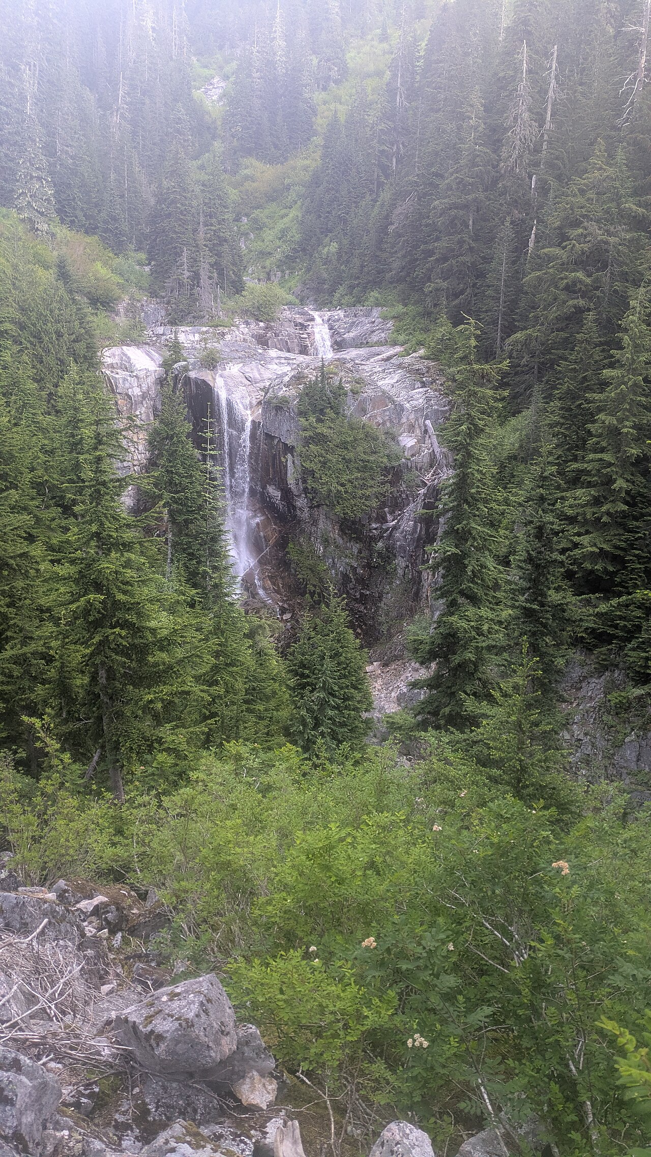 Keekwulee Falls on Denny Creek, dropping in tiers into a ravine