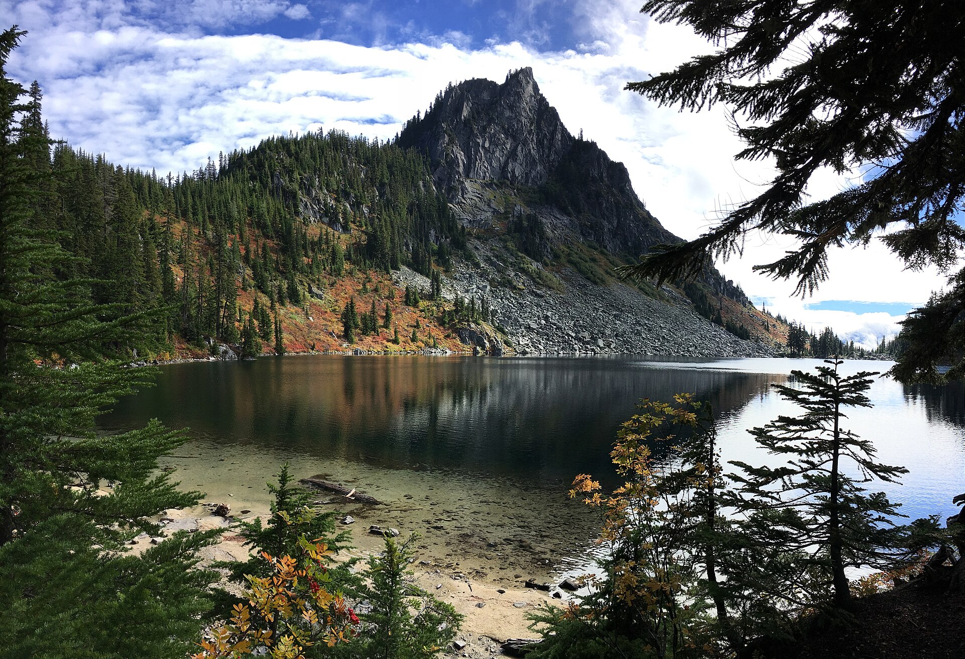 Lichtenberg Mountain rising above Lake Valhalla in the Henry M. Jackson Wilderness