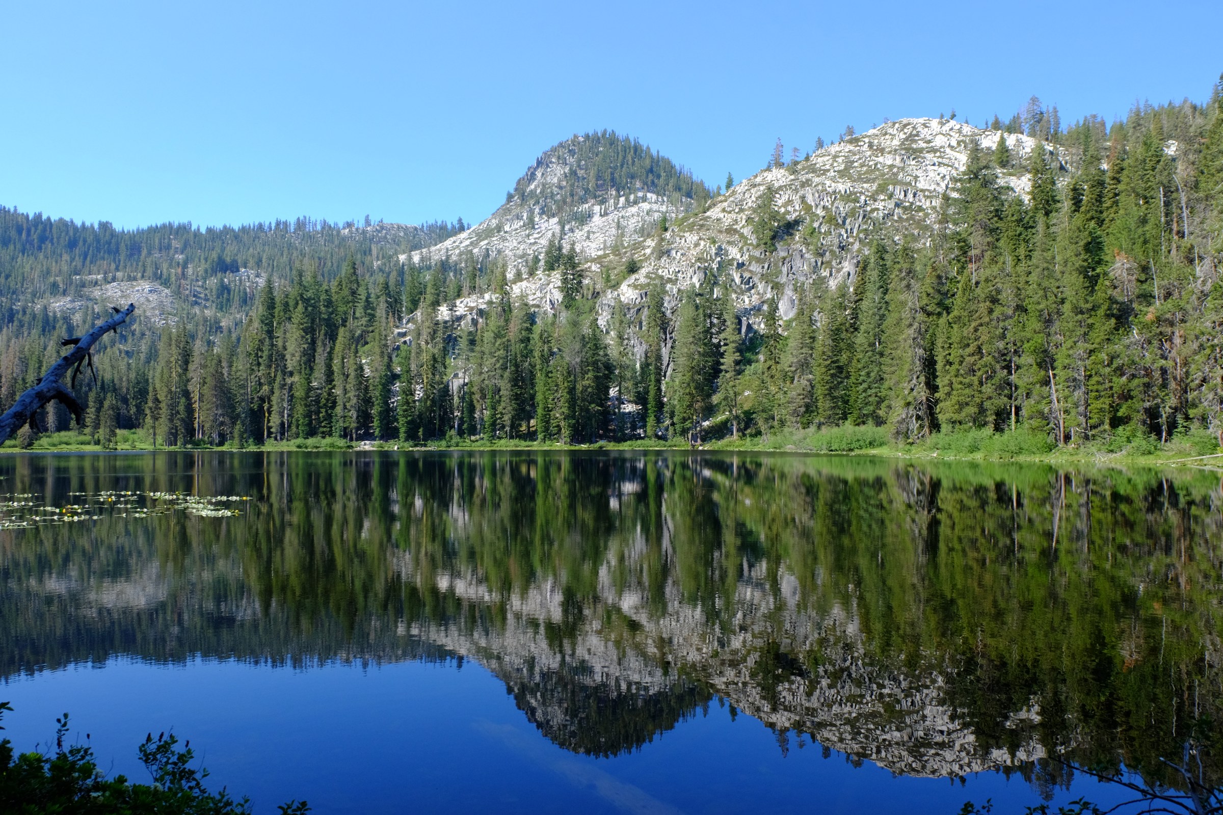 Boulder Lake in the Trinity Alps Wilderness, backed by granite ridges