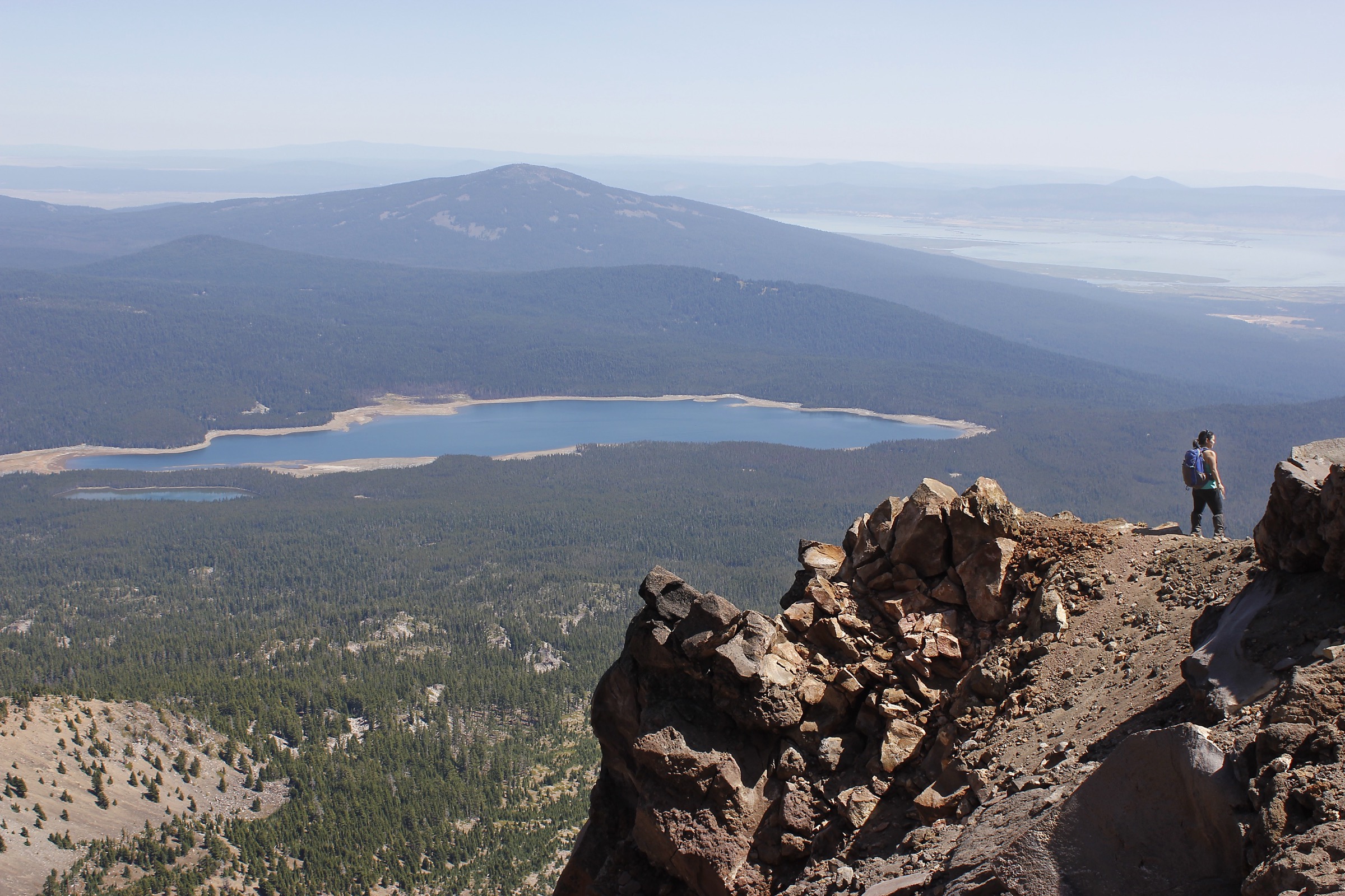Fourmile Lake and Pelican Butte seen from near the summit of Mount McLoughlin