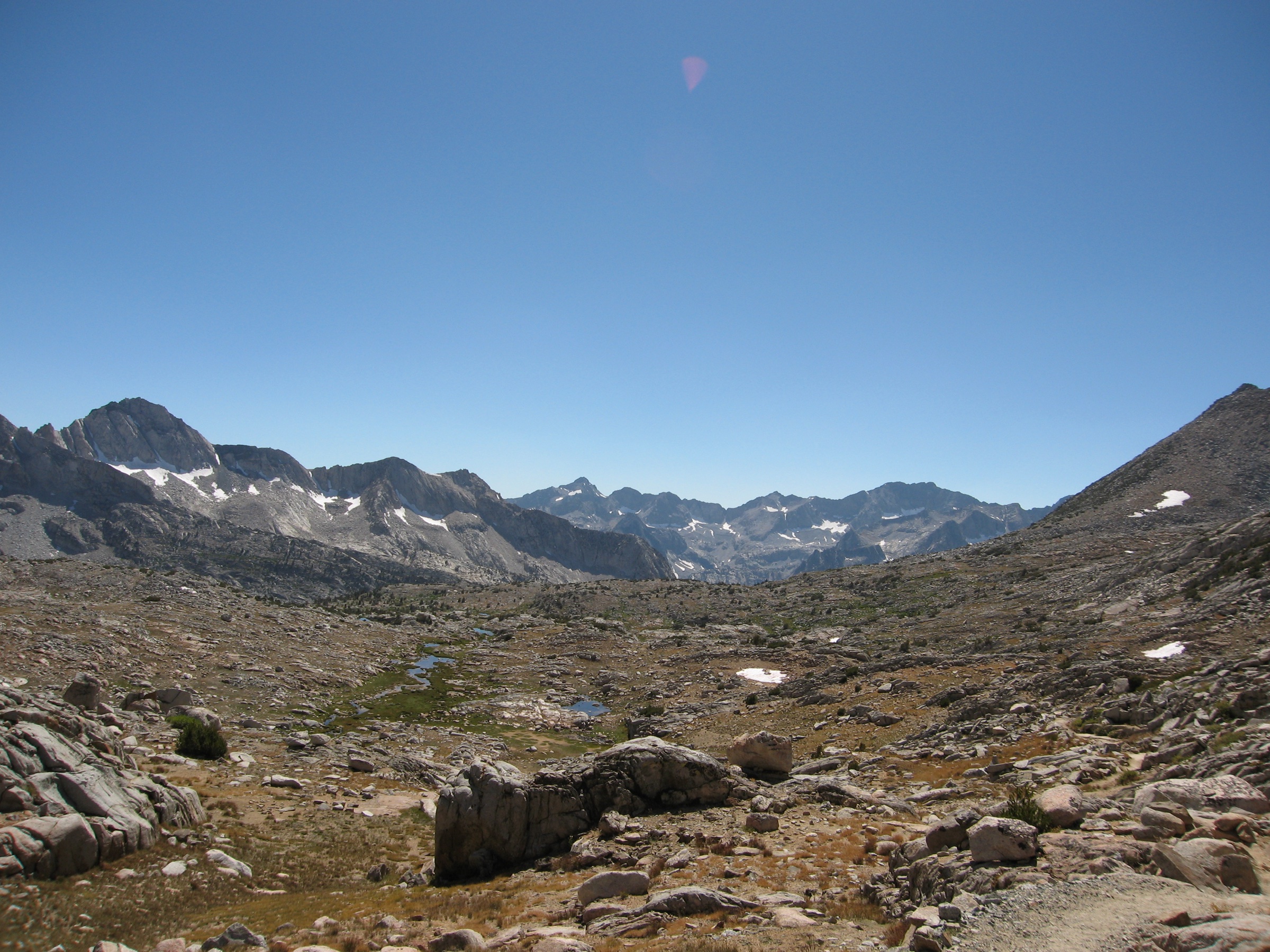 Dusy Basin seen from Bishop Pass, Kings Canyon National Park, eastern Sierra Nevada