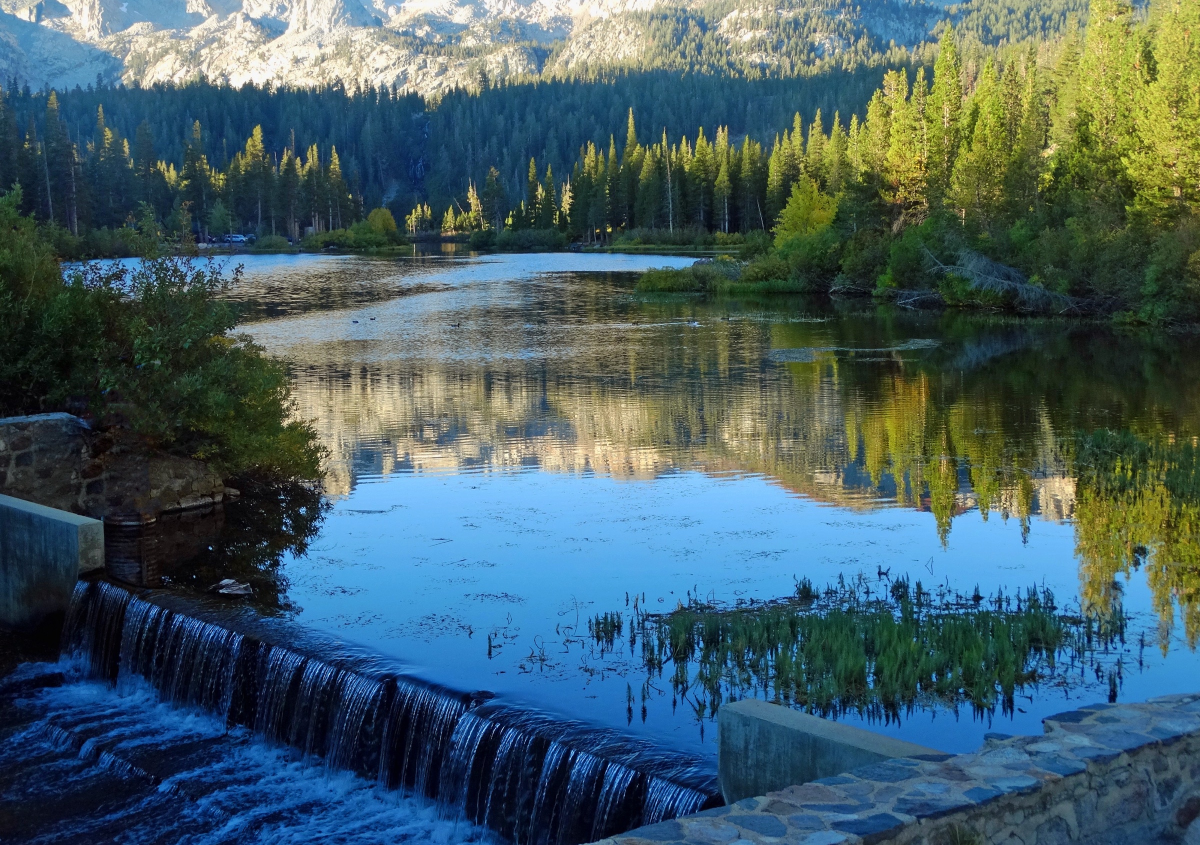 Sunrise over Twin Lakes spillway in the Mammoth Lakes Basin, California