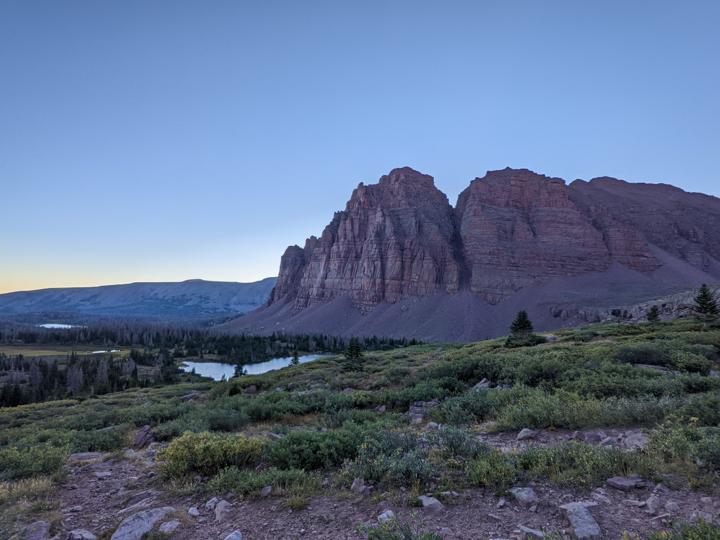 Red Castle in the Uinta Mountains, the classic red-quartzite wall above Lower Red Castle Lake