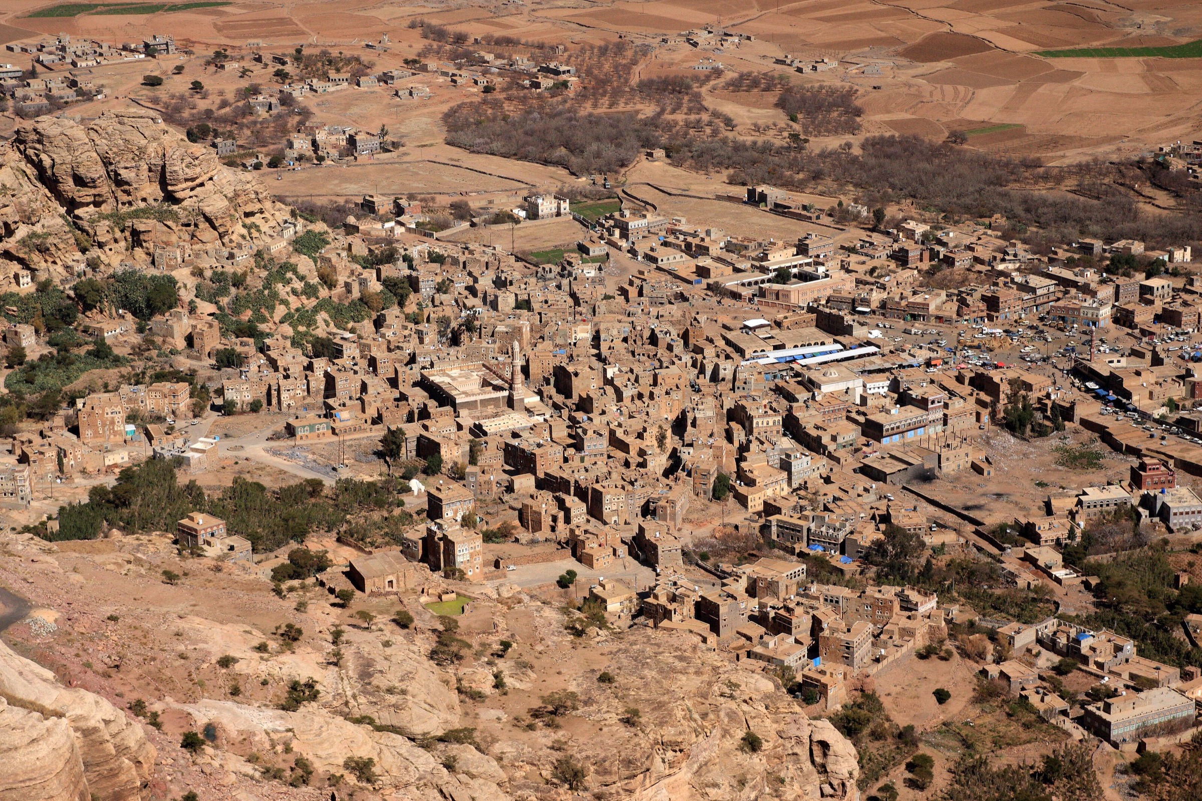 Shibam seen from Kawkaban, Haraz Mountains, Yemen