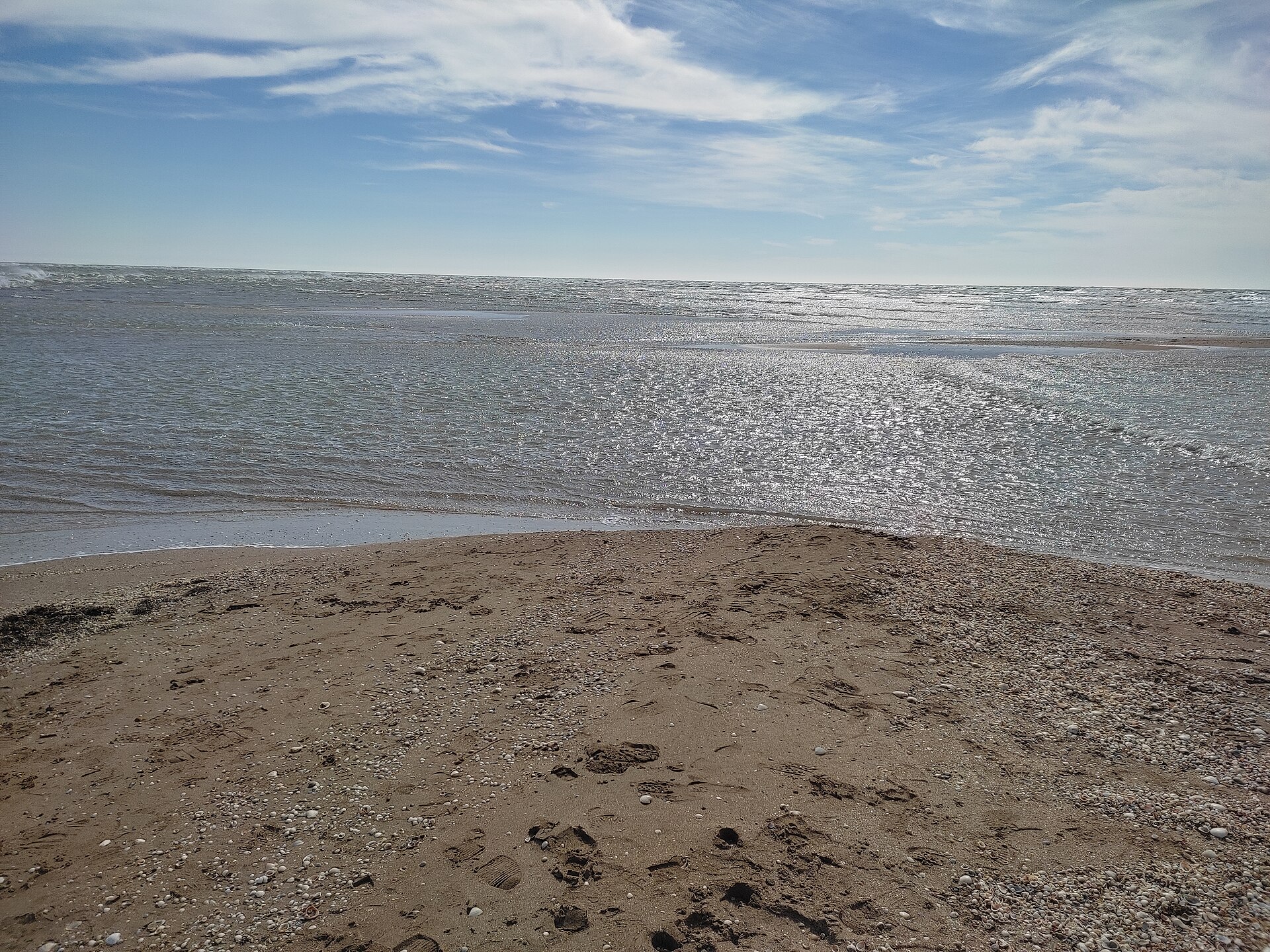 Sunlight sparkling across the Caspian shoreline in Absheron National Park