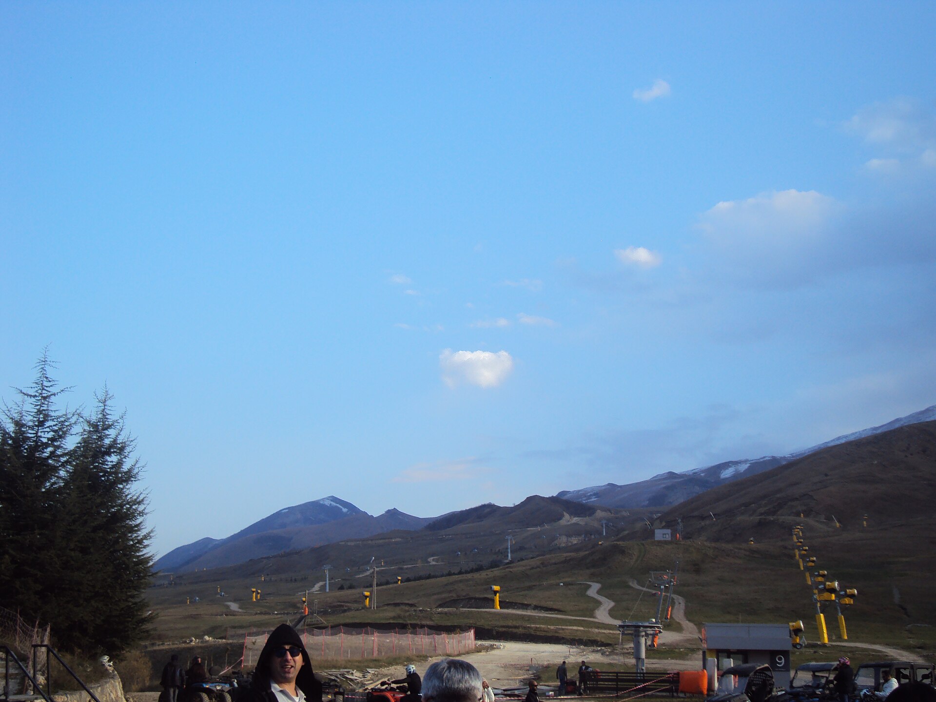 Lift towers and mountain slopes at Shahdag outside the ski season
