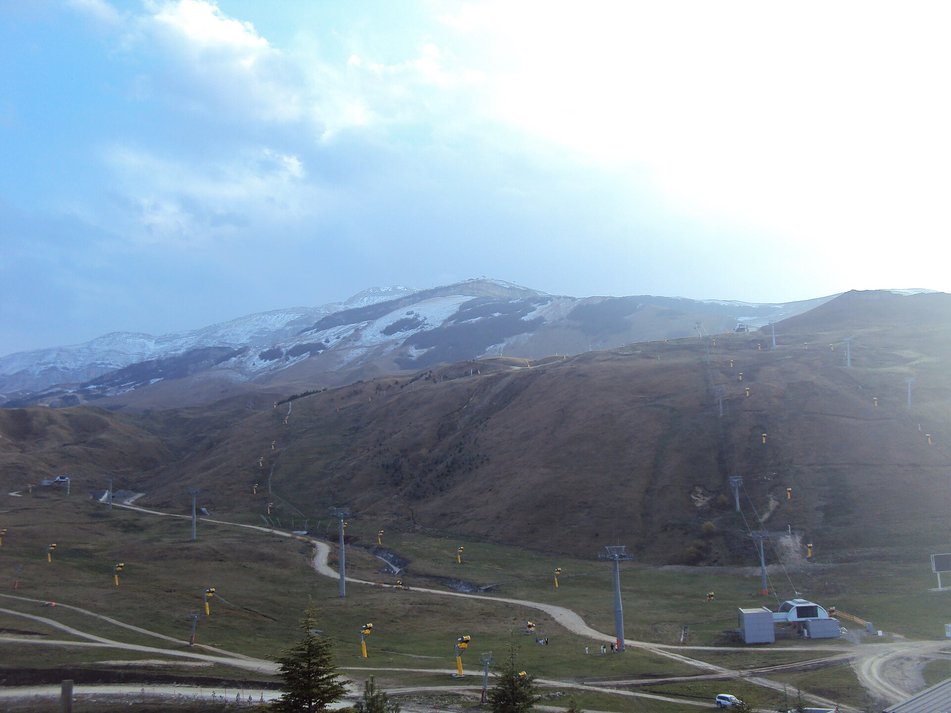 High open slopes and a winding road at Shahdag Mountain Resort