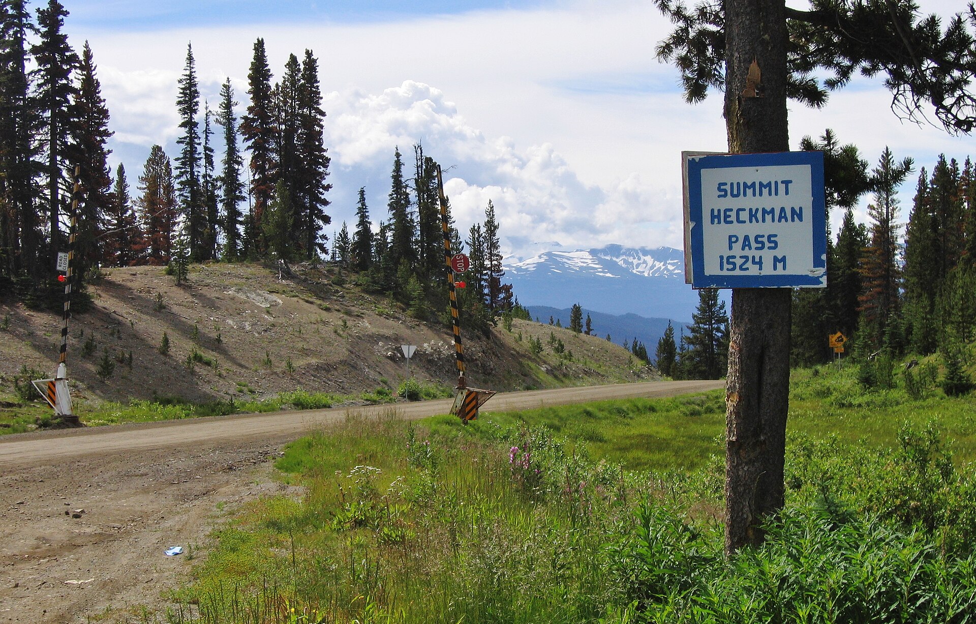 La route 20 franchissant la zone sommitale du Heckman Pass
