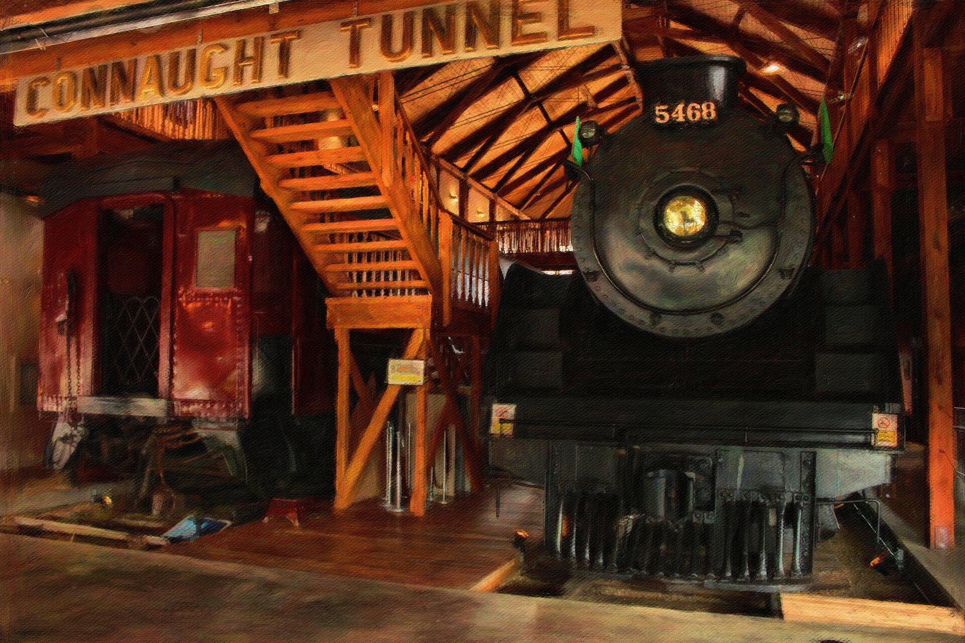 La locomotive à vapeur 5468 du Canadien Pacifique dans le musée ferroviaire de Revelstoke