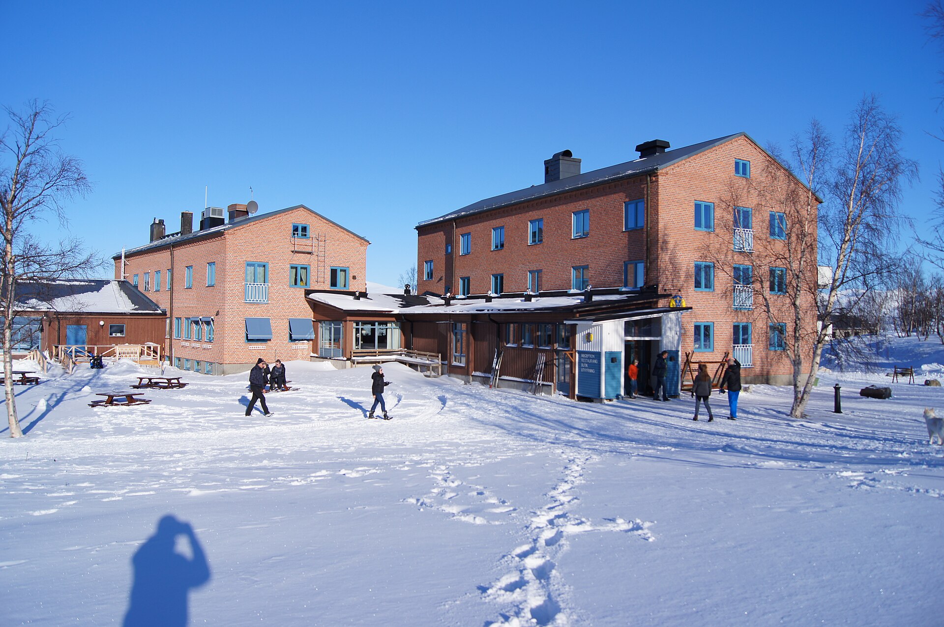Abisko Tourist Station surrounded by snow