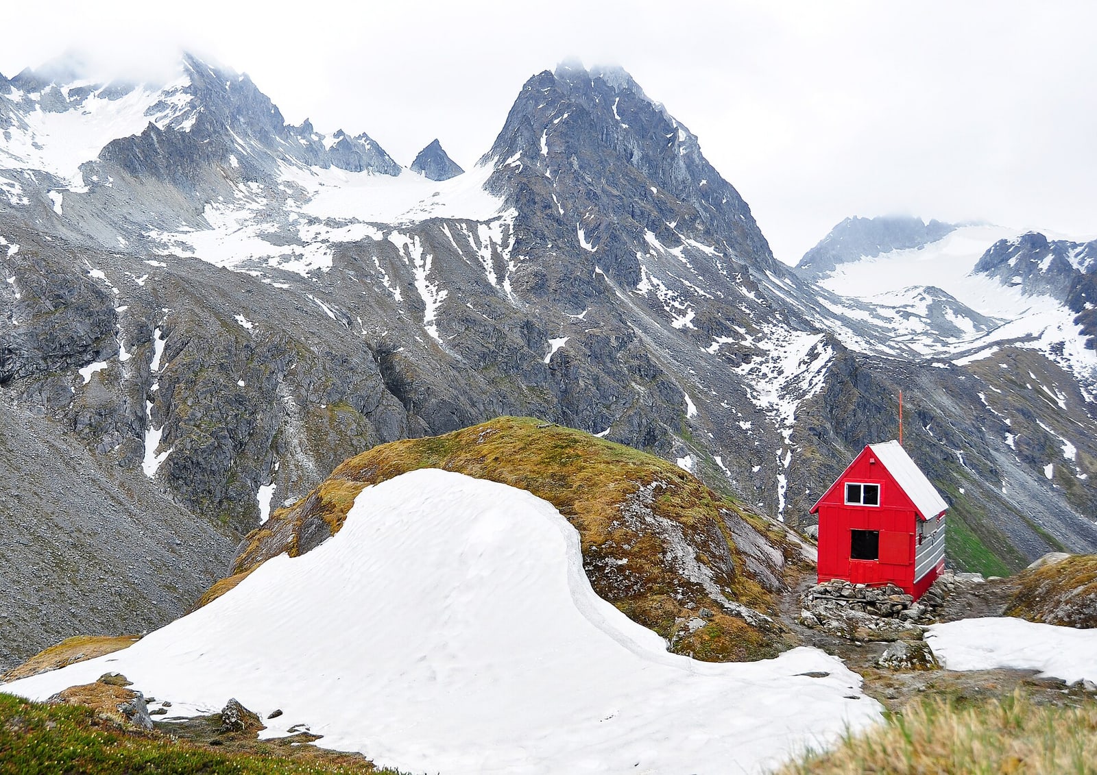 Mountaineering Club of Alaska cabin in a remote mountain valley